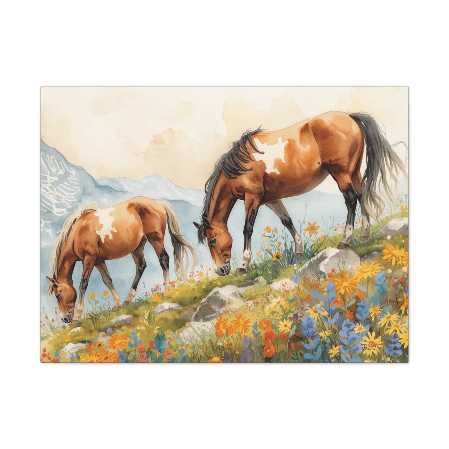 Horses Grazing - Canvas Stretched, 0.75" - Wall Art 2026 - Animals