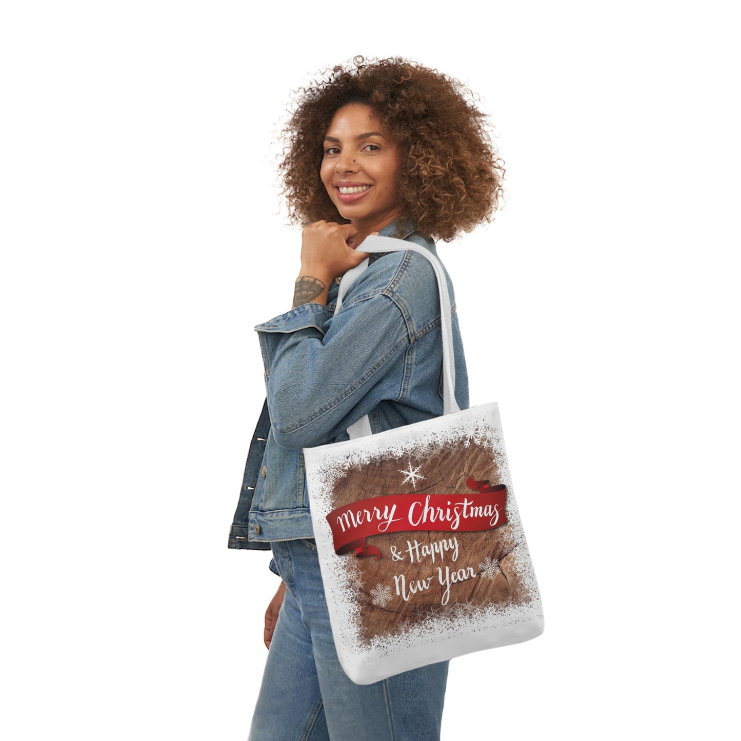 Merry Christmas -Canvas Tote Bag, 5-Color Straps - Christmas