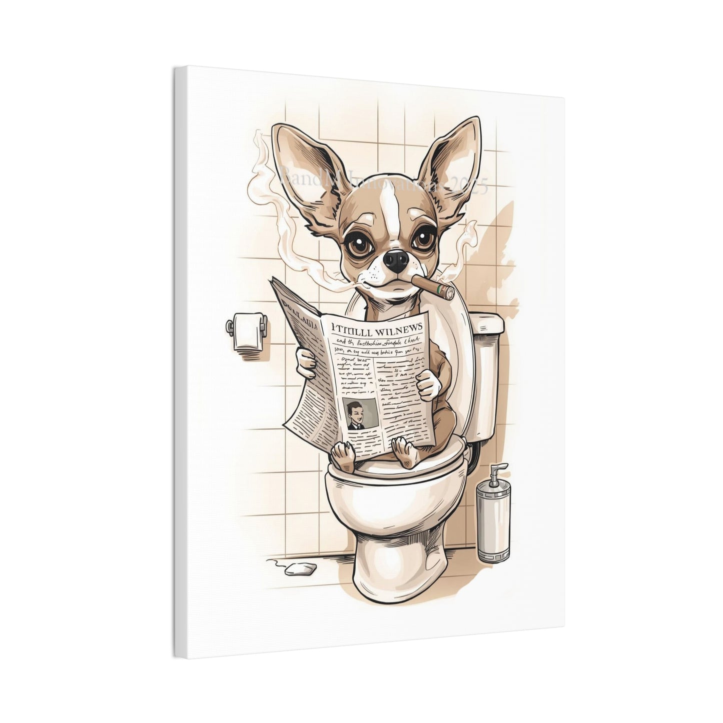 Chihuahua Reading the Paper - Canvas Stretched, 0.75" - Wall Art 2026 - Bathroom Humor