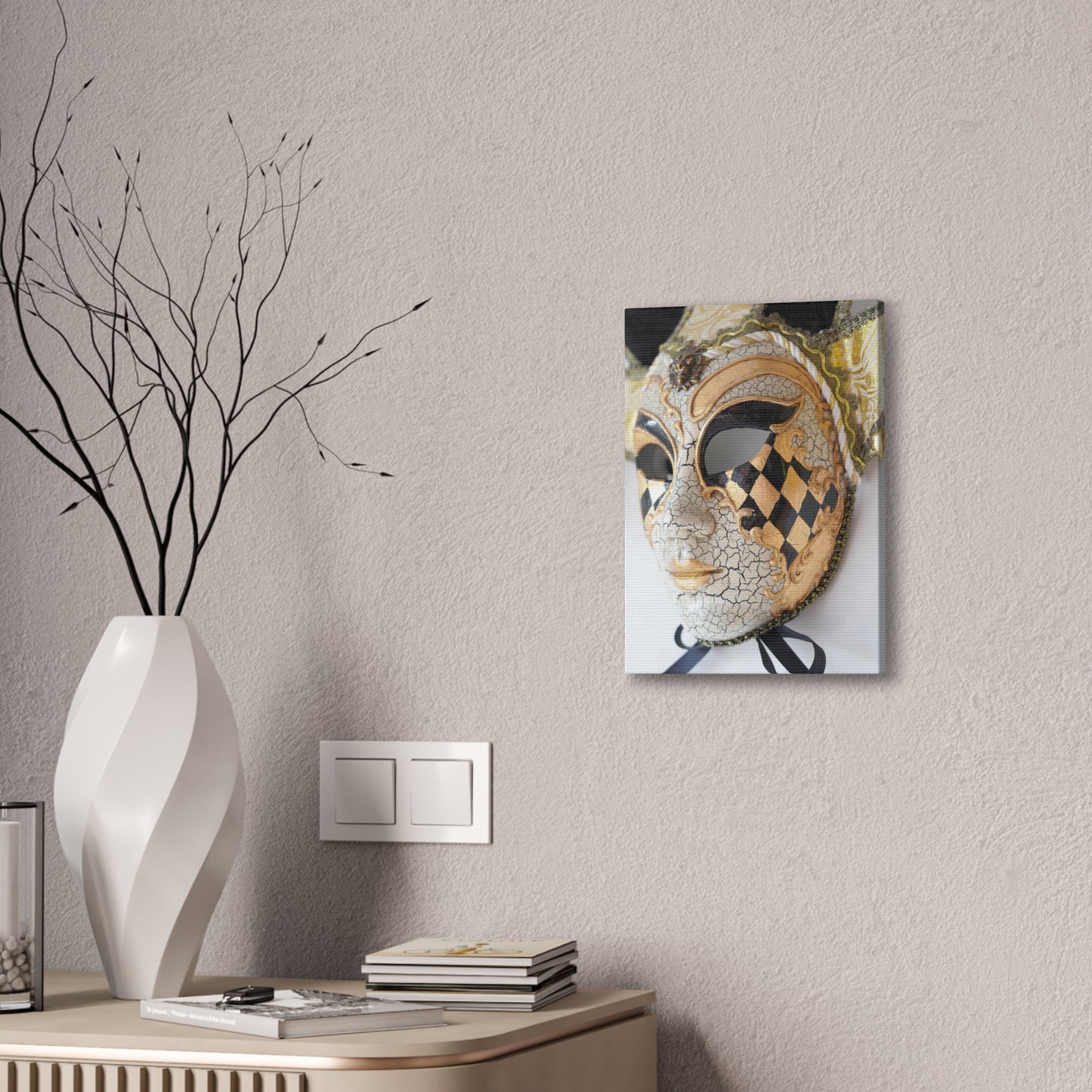 Gold and Silver Mask - Canvas Stretched, 0.75"