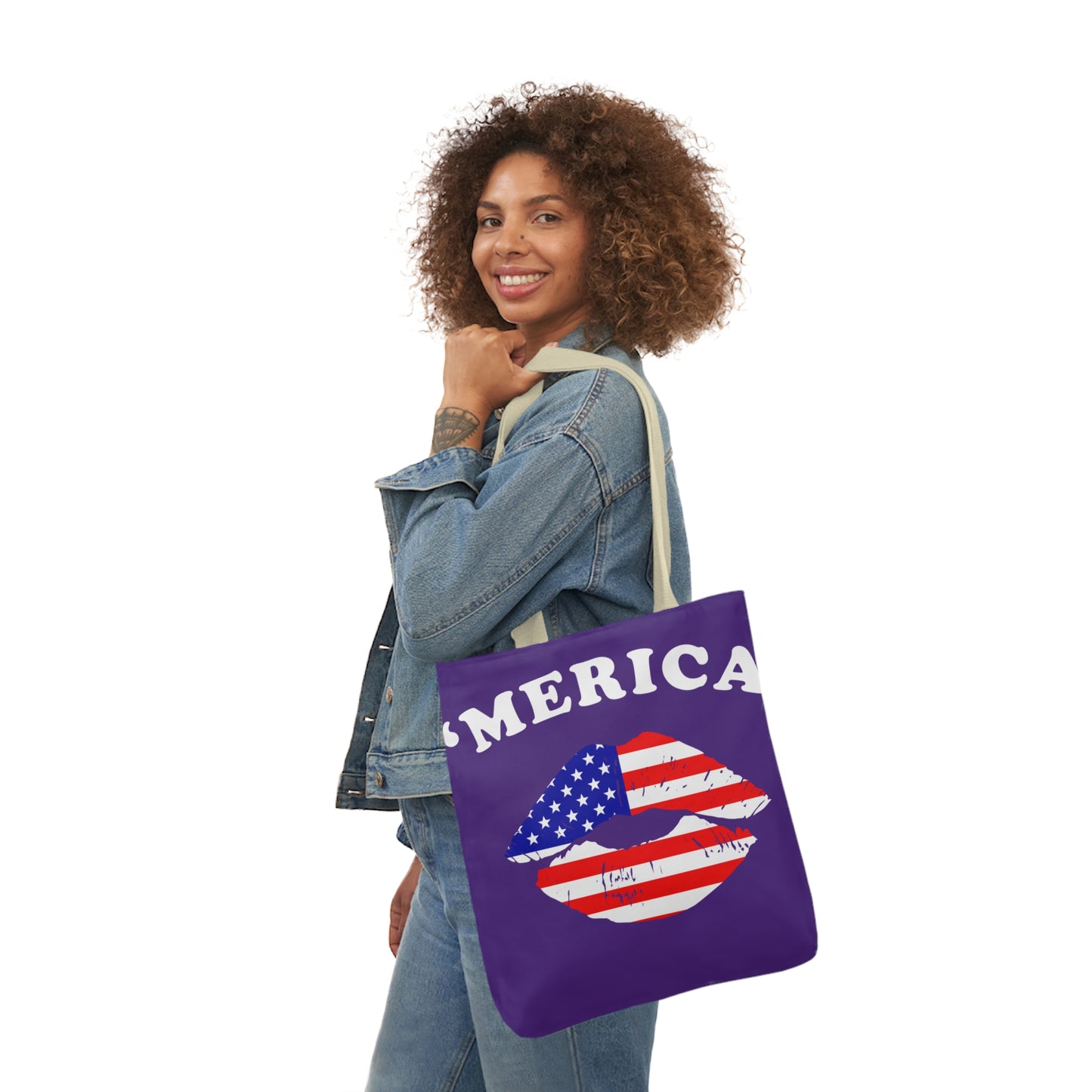 America - Canvas Tote Bag, 5-Color Straps