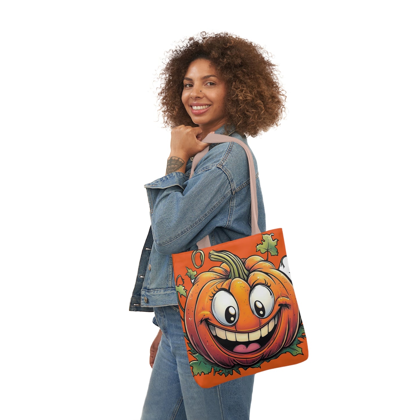 Happy Pumpkin - Canvas Tote Bag, 5-Color Straps - Halloween