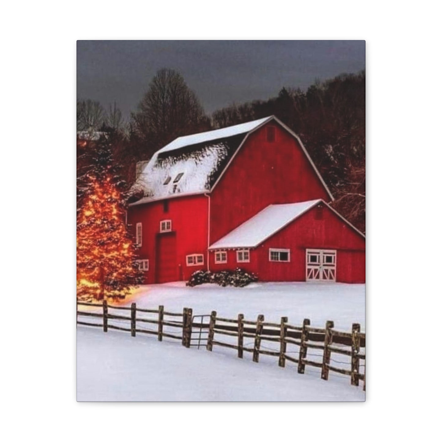 Barn in Winter - Canvas Stretched, 0.75"