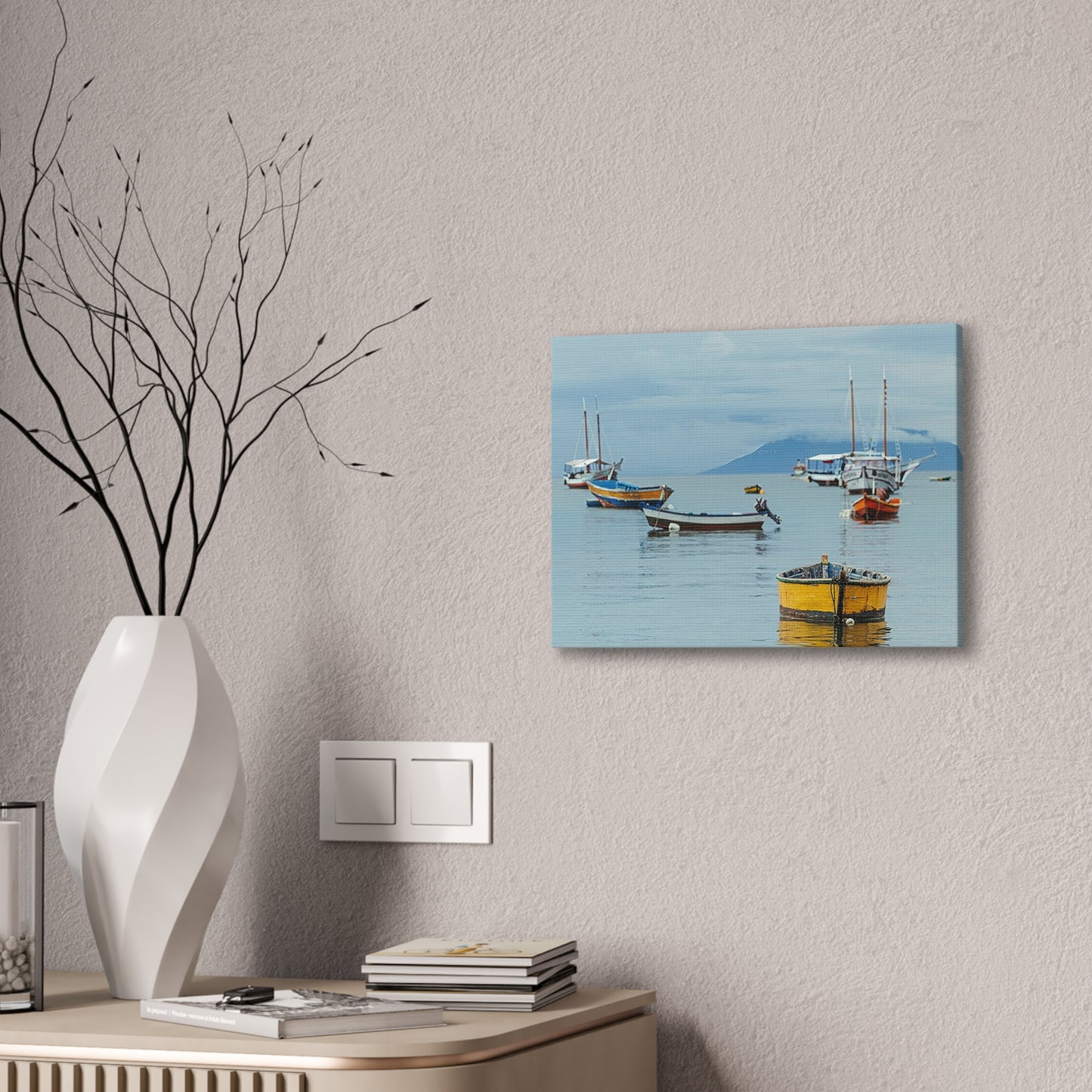 Boats in Harbor _ Canvas Stretched, 0.75"