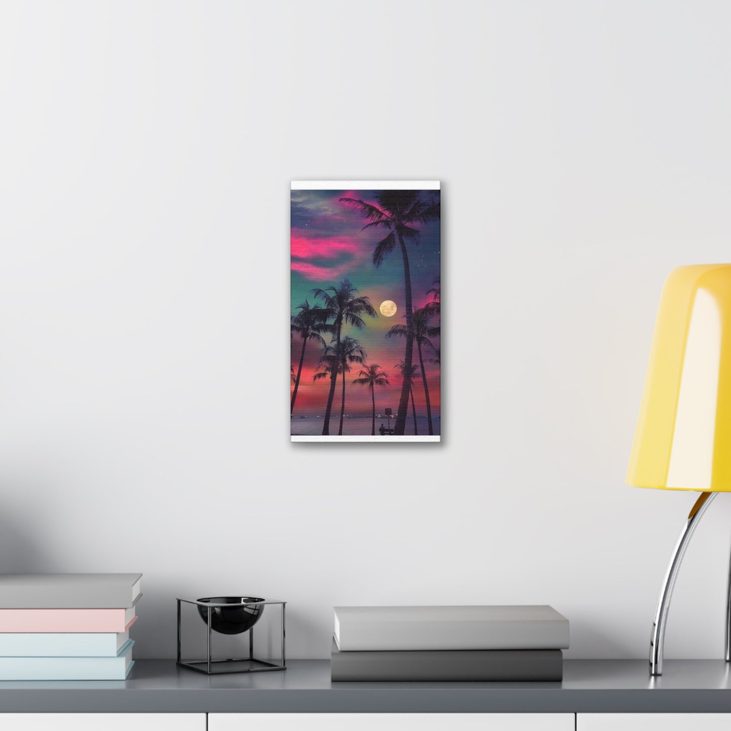 Moon Rise Palms - Canvas Stretched, 0.75"