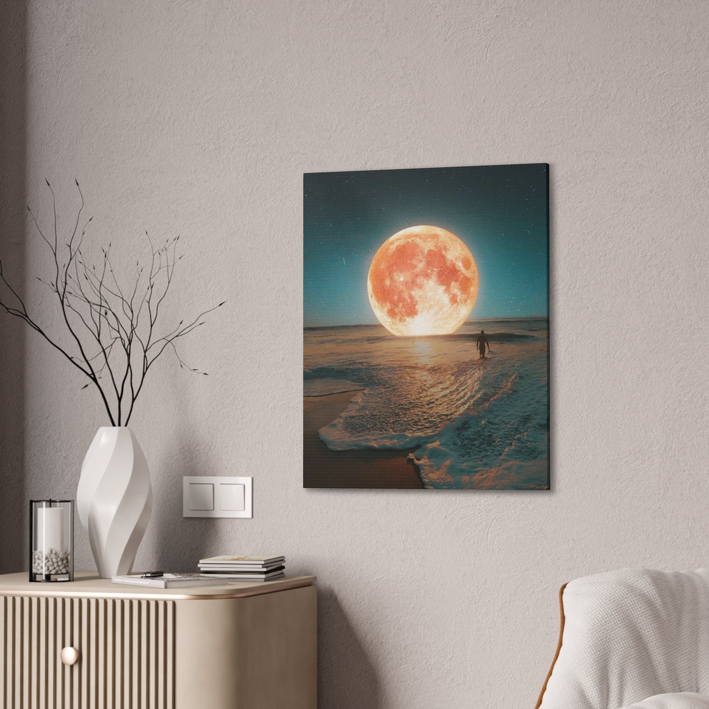 Moon on the water - Canvas Stretched, 0.75"