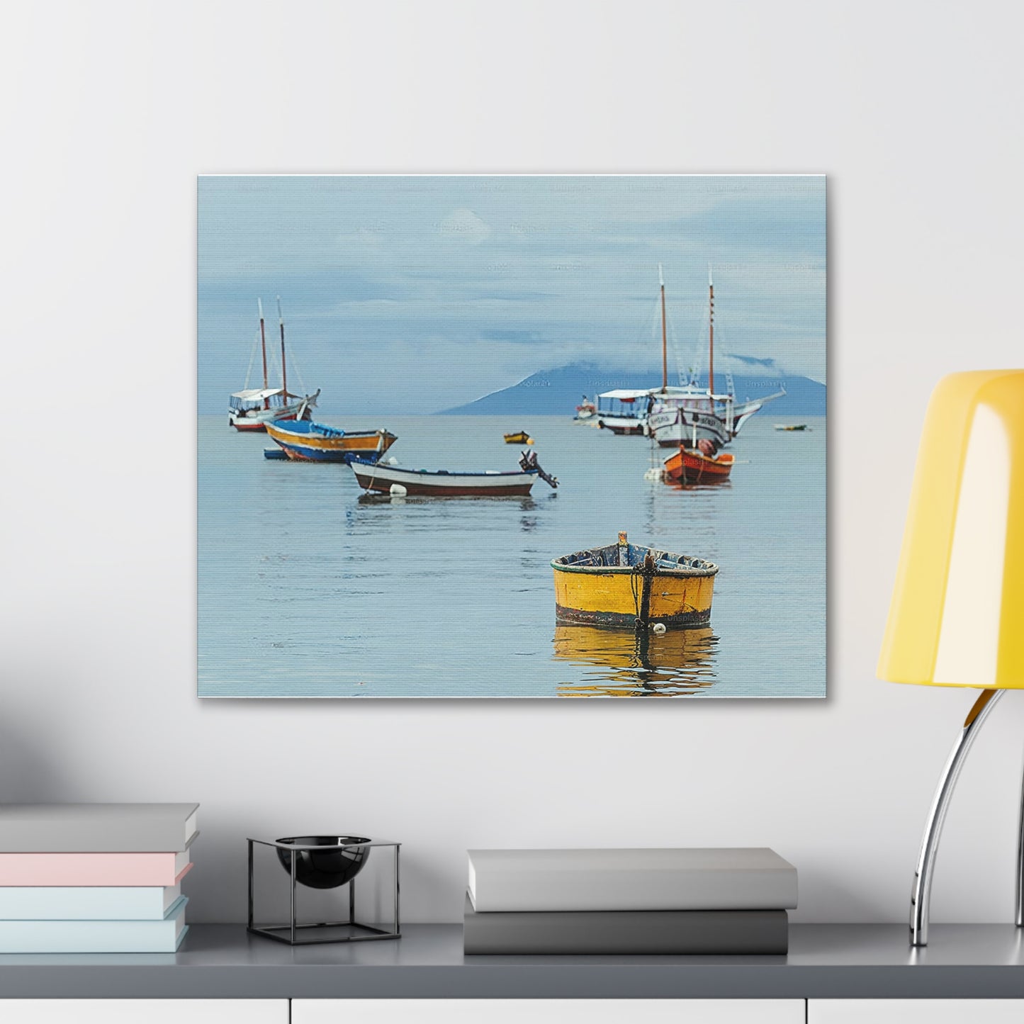 Boats in Harbor _ Canvas Stretched, 0.75"