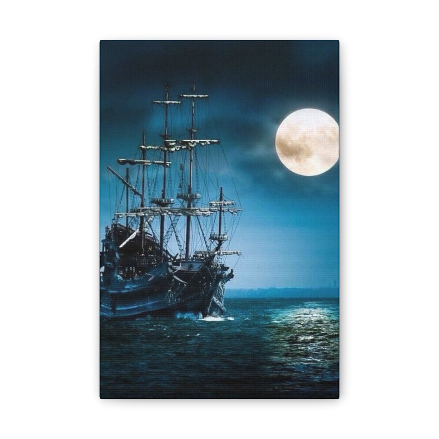 At Sea by Moonlight - Canvas Stretched, 0.75"