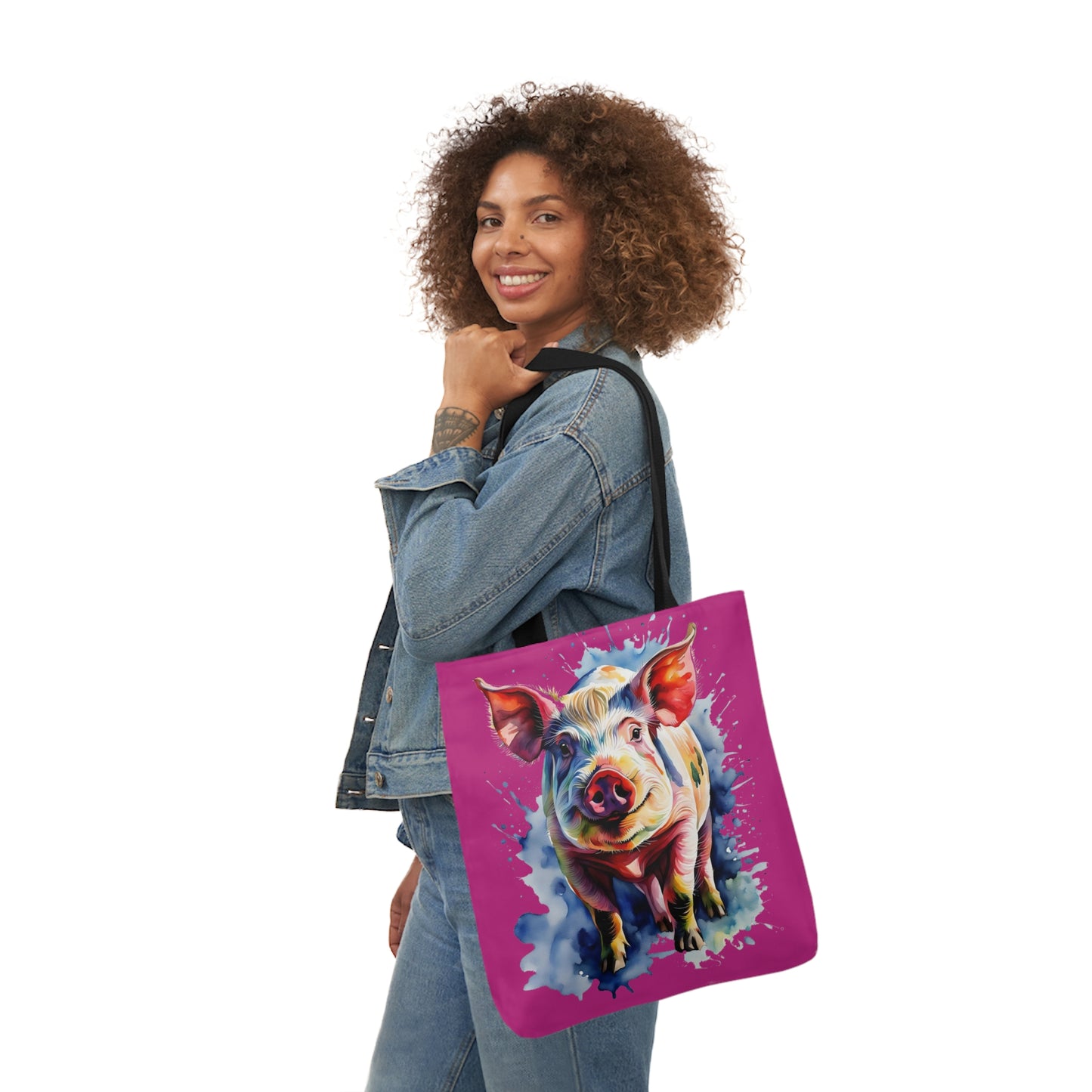 Arnold the Pig - Canvas Tote Bag, 5-Color Straps