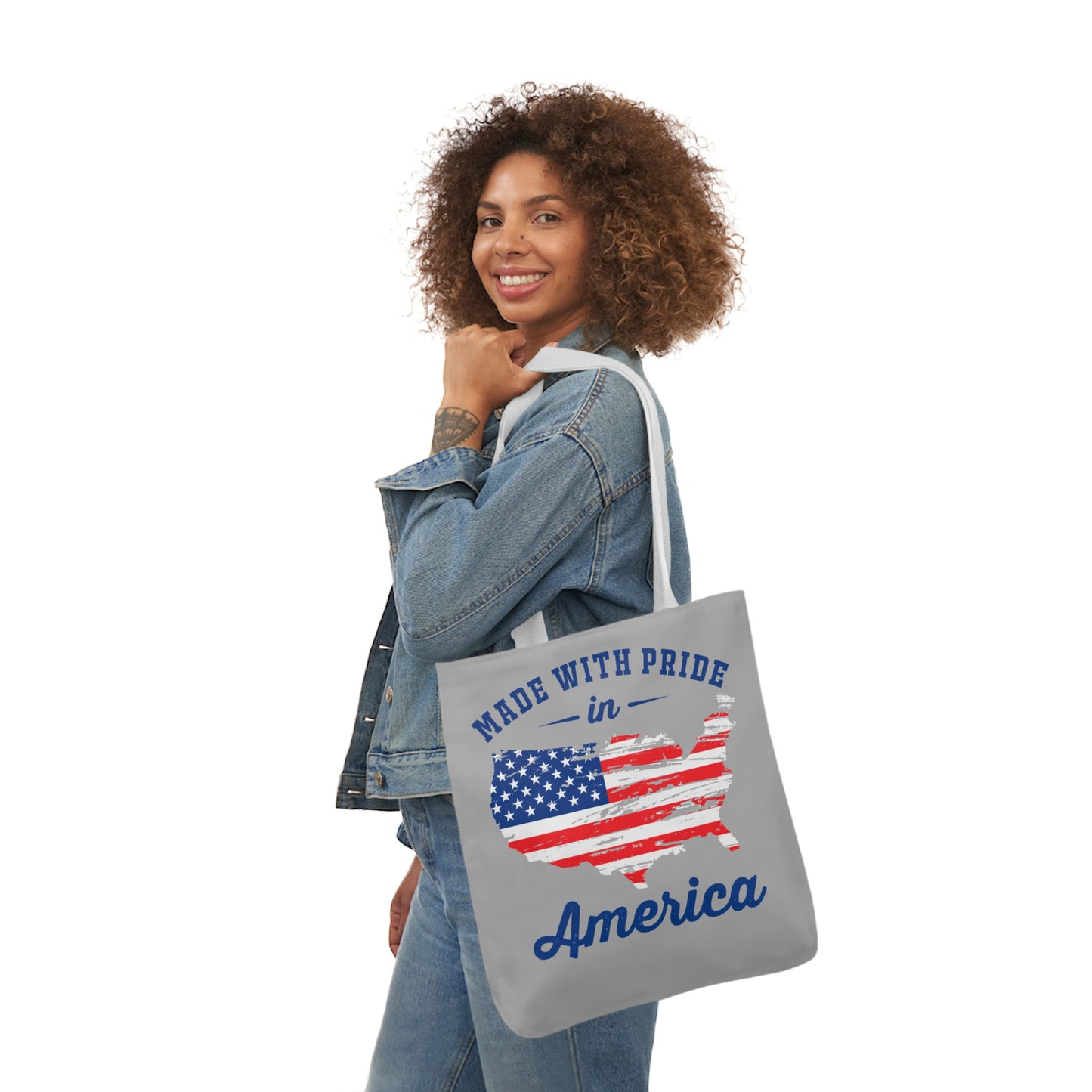 Made with Pride - Canvas Tote Bag, 5-Color Straps - Patriotic