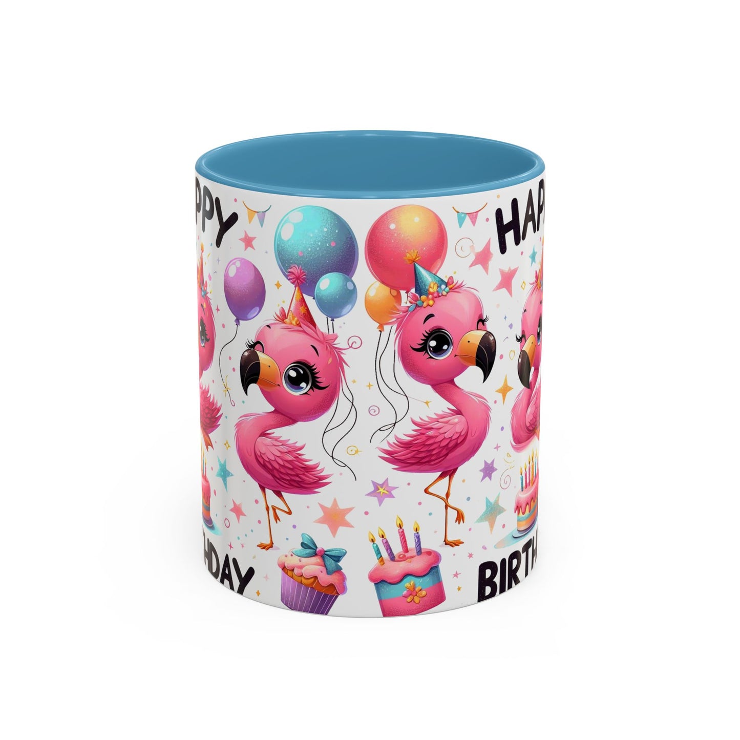 Happy Flamingo Birthday - Accent Coffee Mug (11, 15oz)