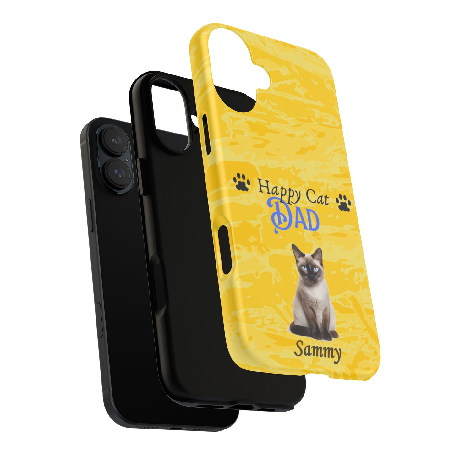 Happy Cat Dad - Personalized - Whimsical Phone Cases - Father's Day