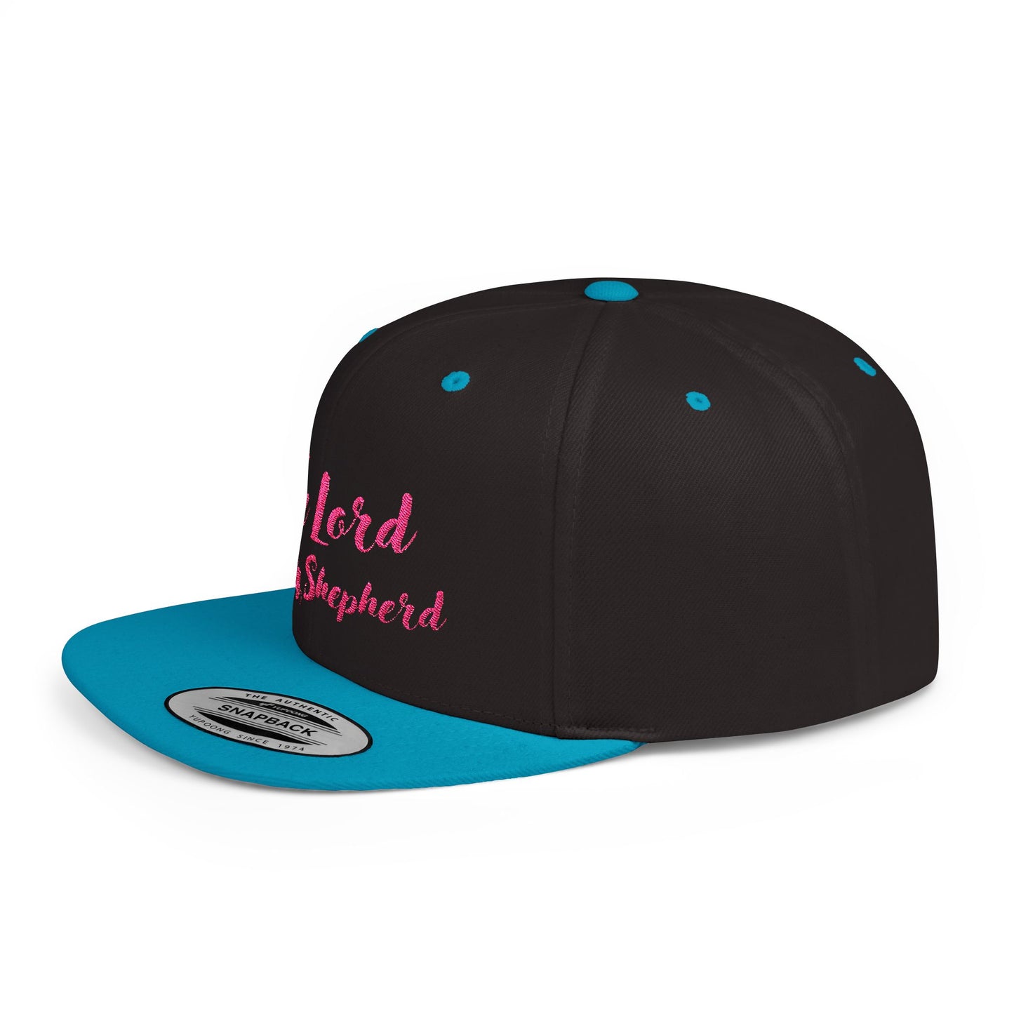 The Lord is My Shepherd - Pink - Embroidered - Flat Bill Snapback - Base Ball Cap - Easter - Mother's Day - Father's Day