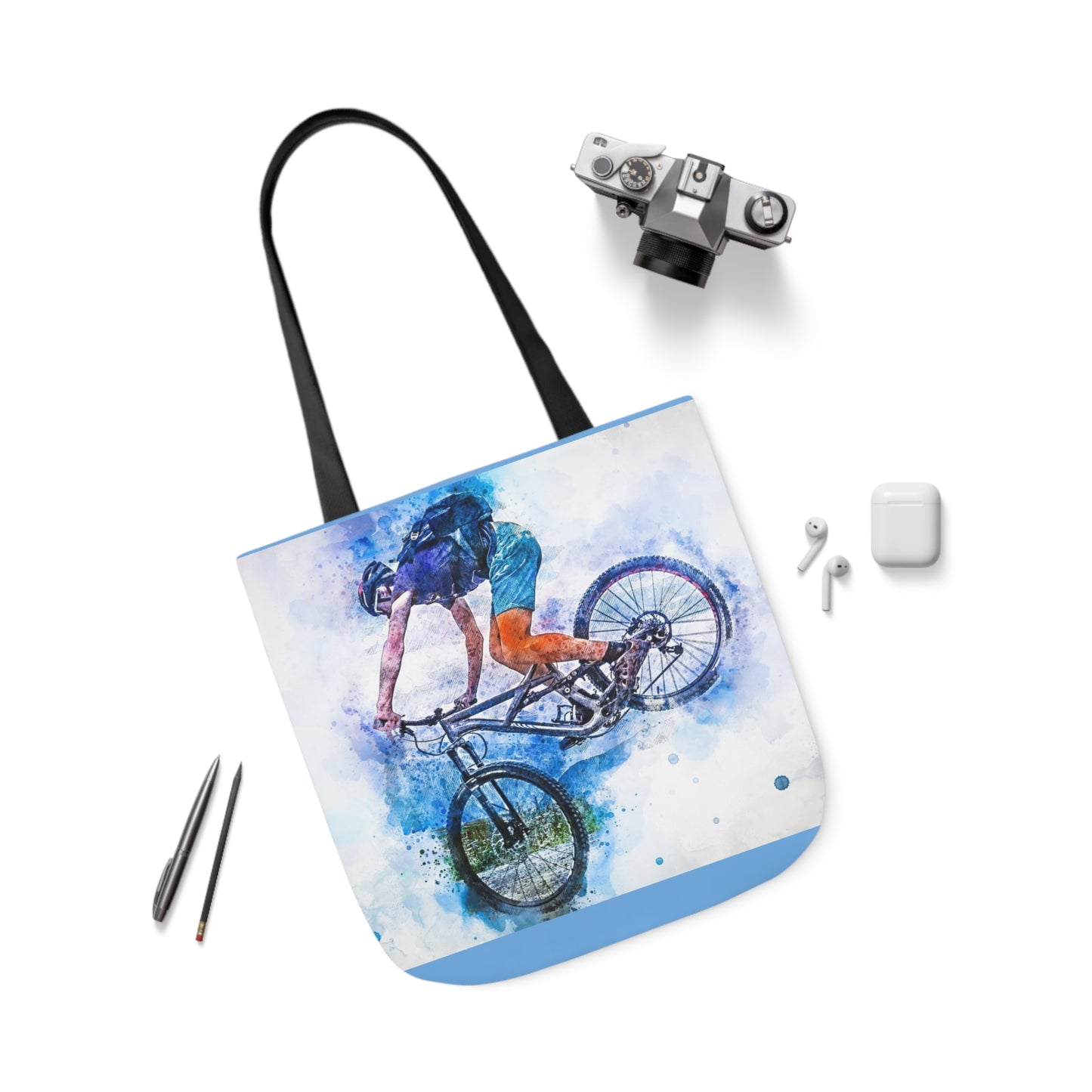 Mountain Bike - Canvas Tote Bag, 5-Color Straps