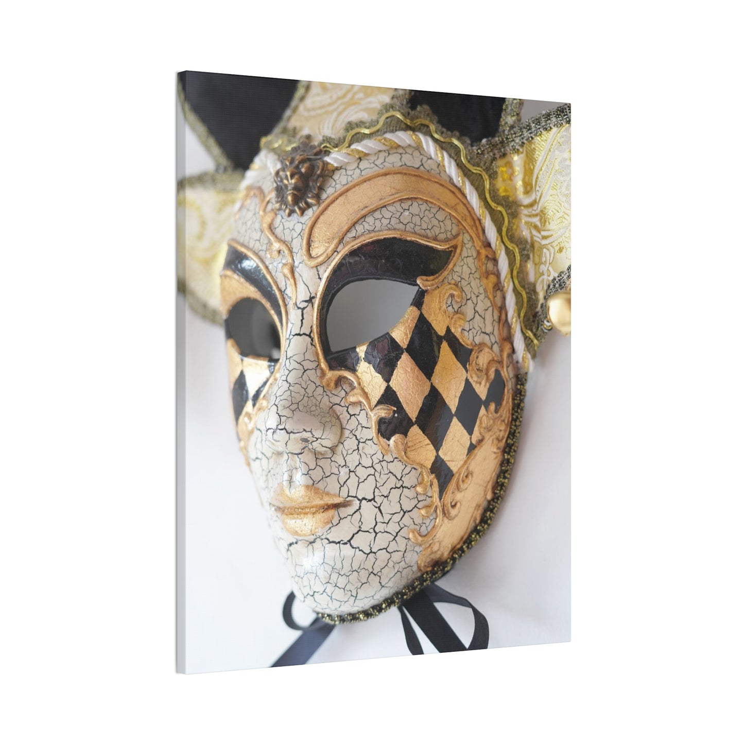 Gold and Silver Mask - Canvas Stretched, 0.75"