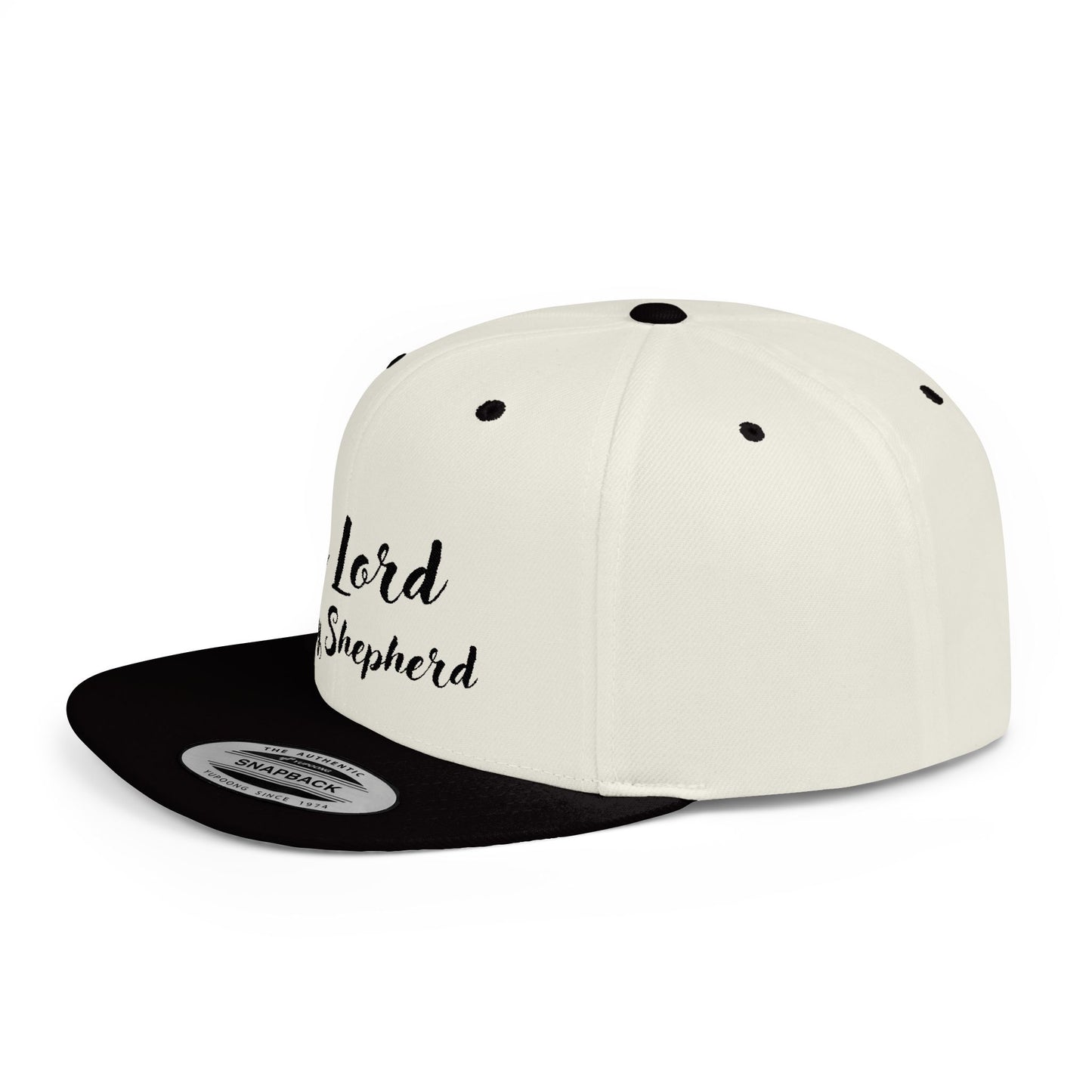 The Lord is My Shepherd - Black - Embroidered - Flat Bill Snapback - Base Ball Cap - Easter - Mother's Day - Father's Day