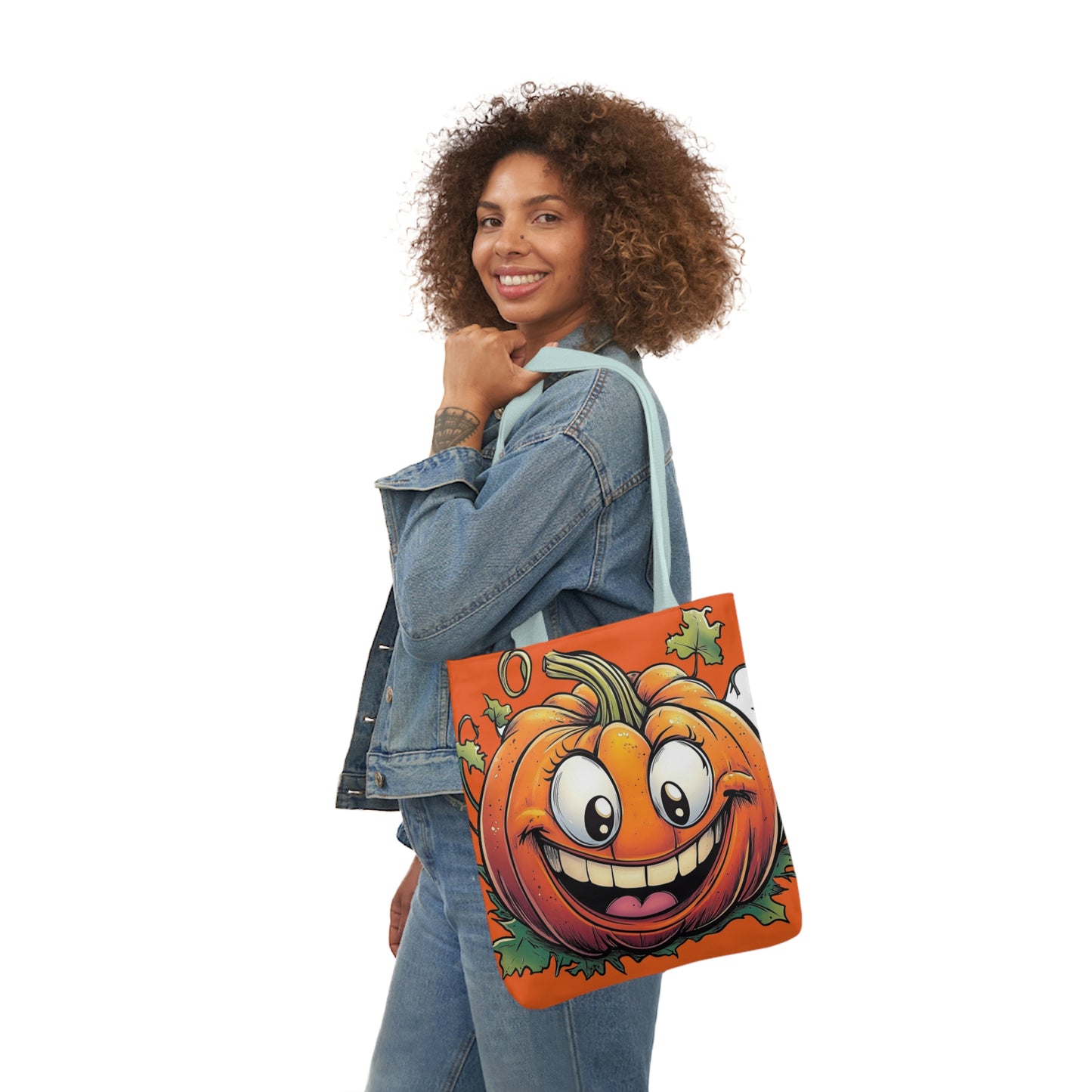 Happy Pumpkin - Canvas Tote Bag, 5-Color Straps - Halloween