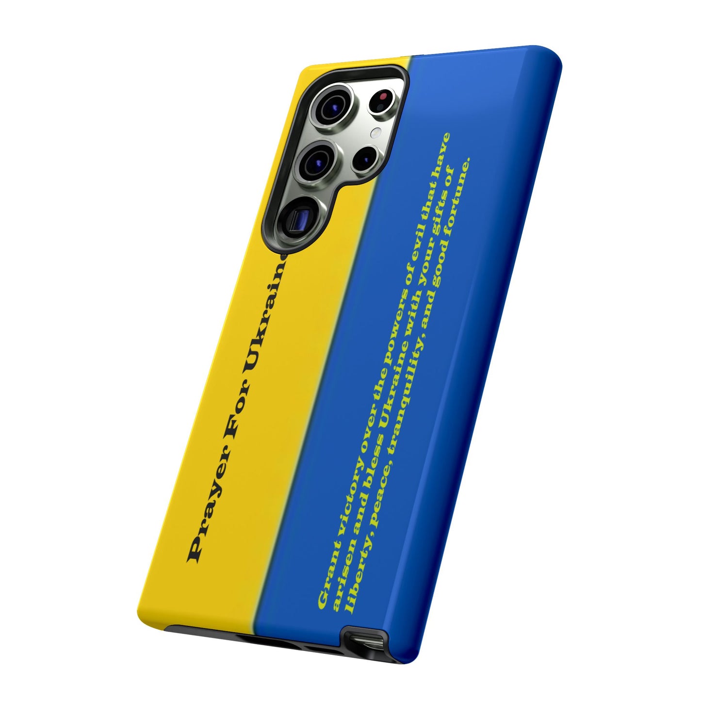 Flag of Ukraine with Prayer - Flag Phone Cases