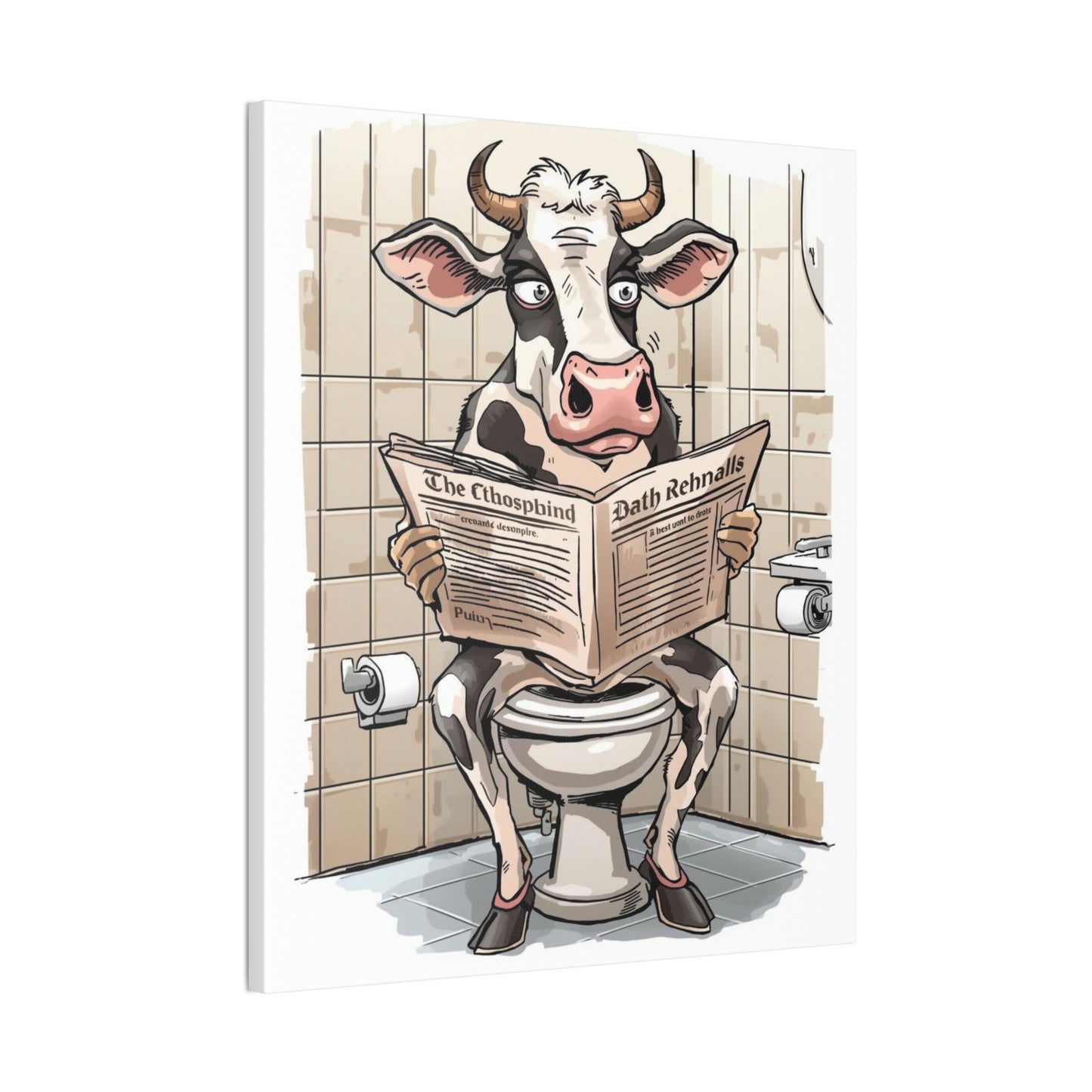 Steer in the John - Canvas Stretched, 0.75" - Wall Art 2026 - Bathroom Humor
