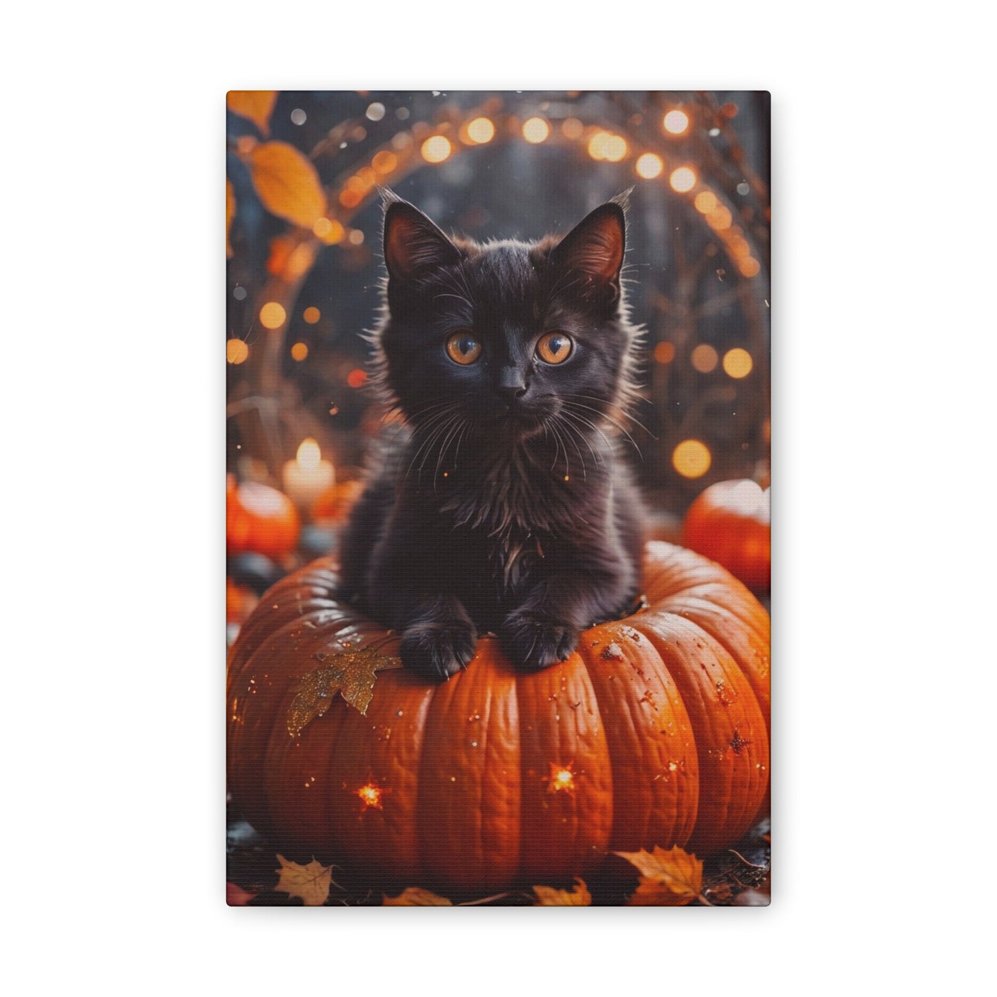 Kitty in Pumkin - Canvas Stretched, 0.75" - Halloween