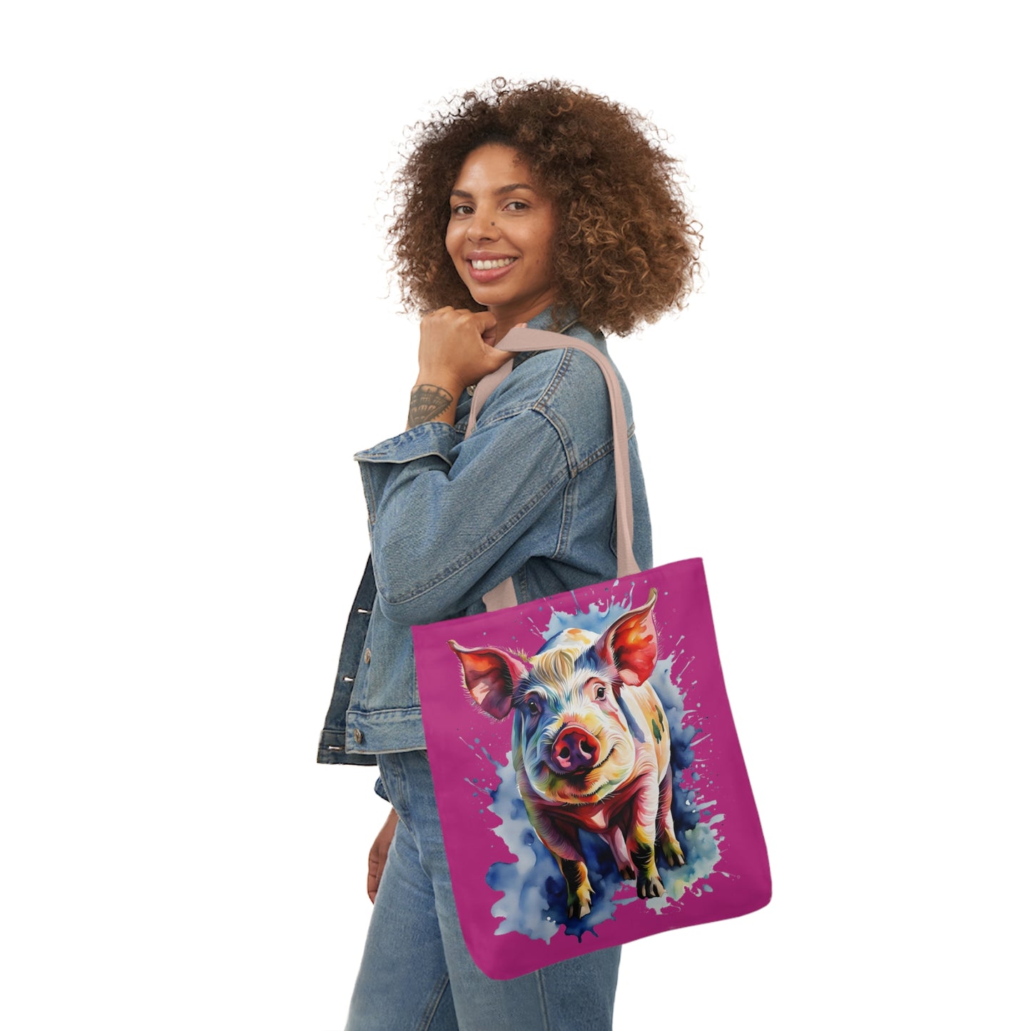 Arnold the Pig - Canvas Tote Bag, 5-Color Straps