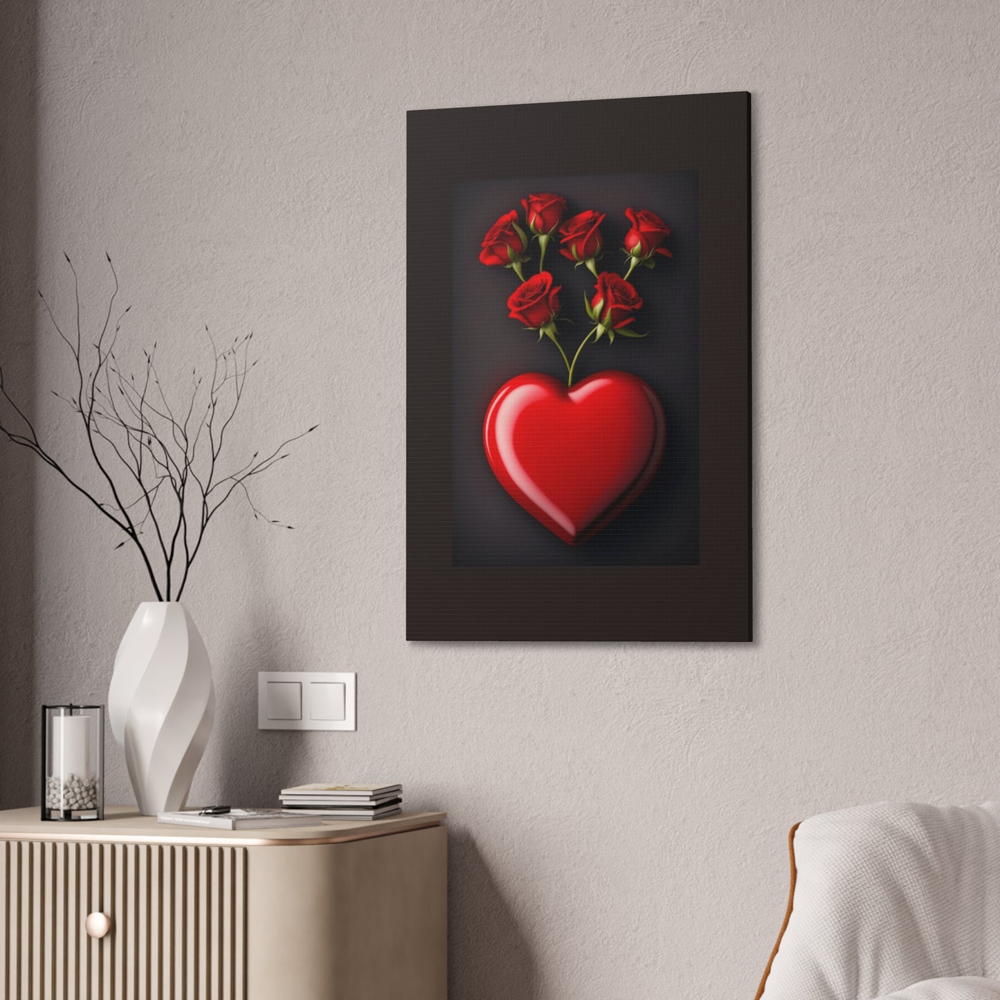 Heart and Roses - Canvas Stretched, 0.75" - Mother's Day