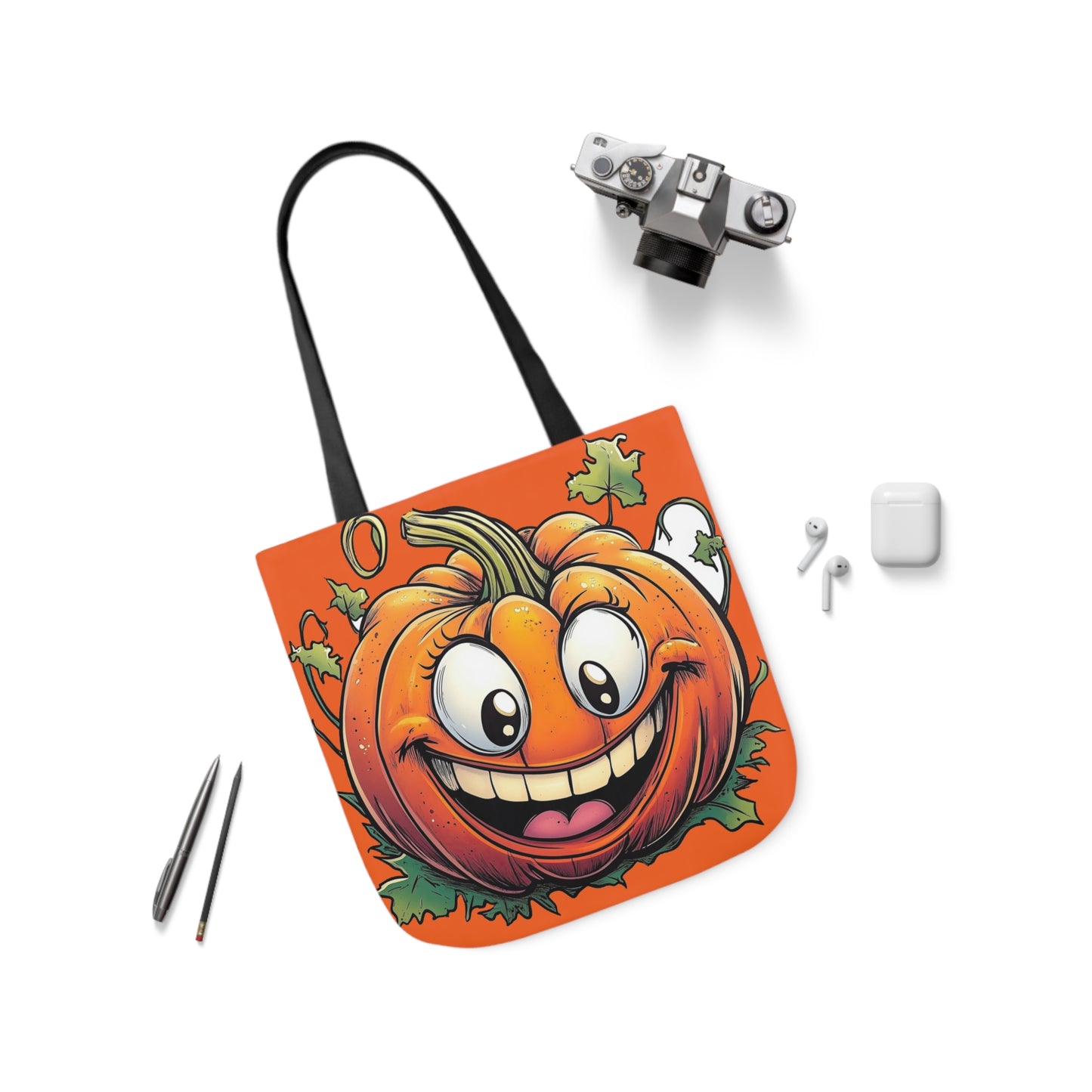 Happy Pumpkin - Canvas Tote Bag, 5-Color Straps - Halloween