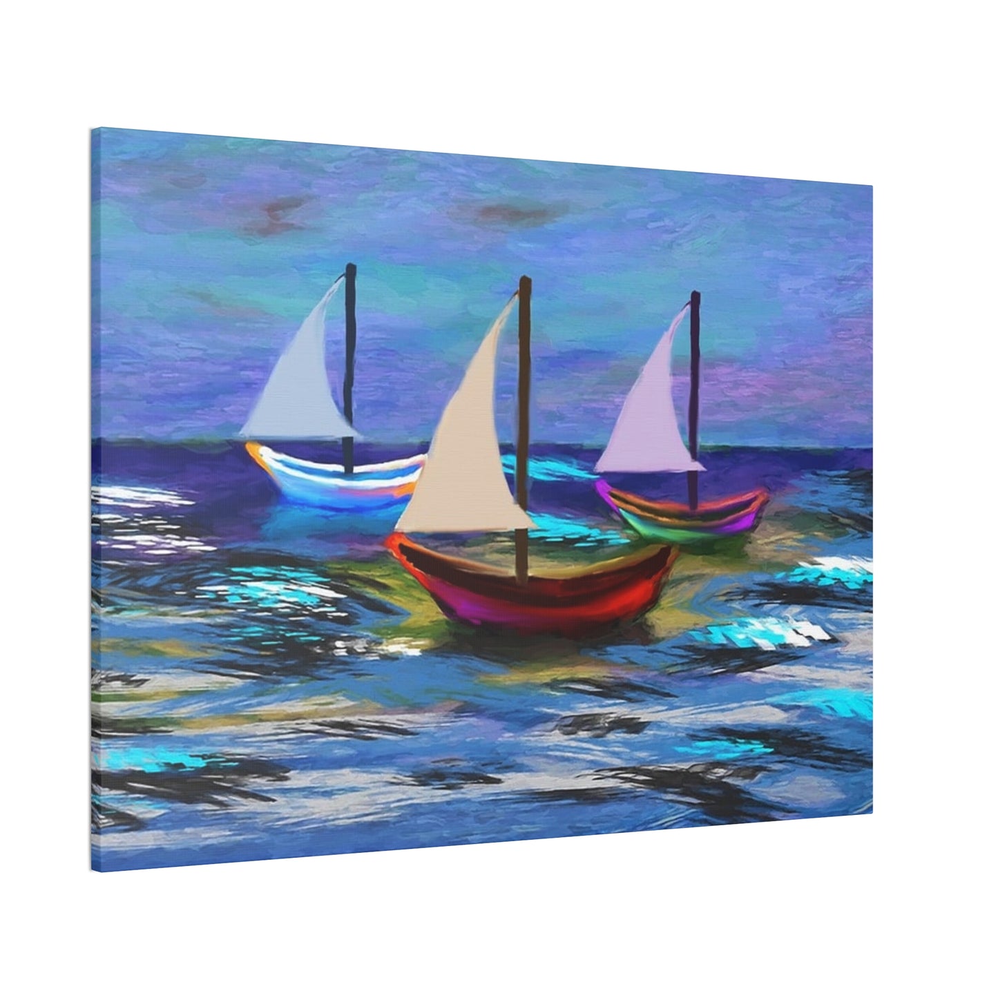 Sail Boats - Pastel _ Canvas Stretched, 0.75"