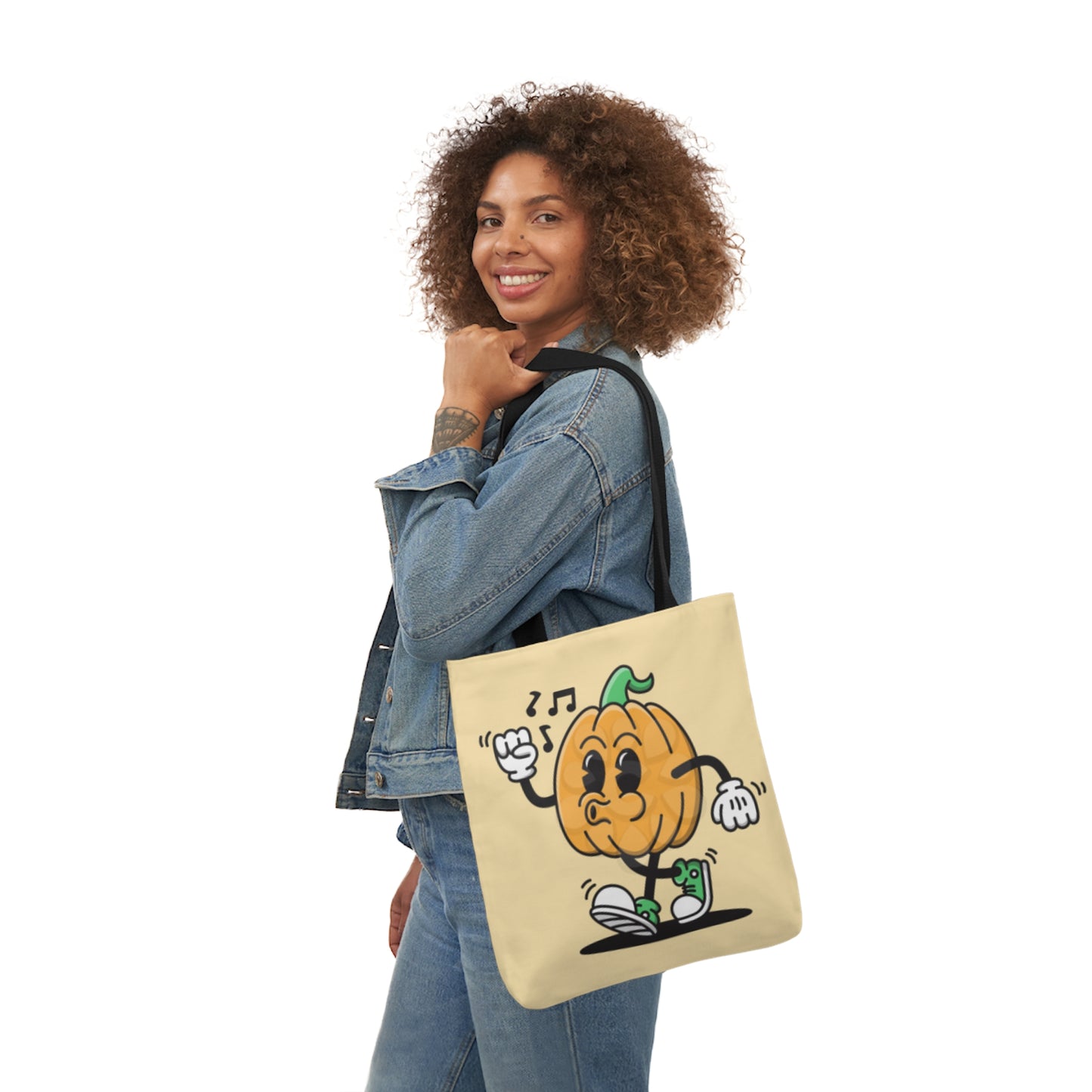 Happy Pumpkin - Canvas Tote Bag, 5-Color Straps - Halloween