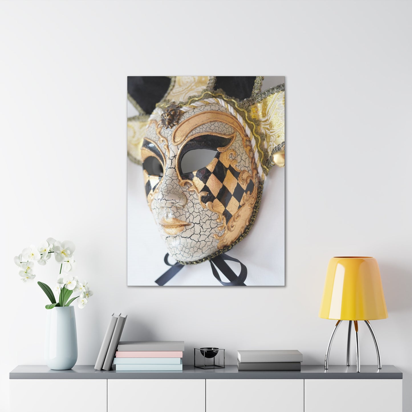 Gold and Silver Mask - Canvas Stretched, 0.75"