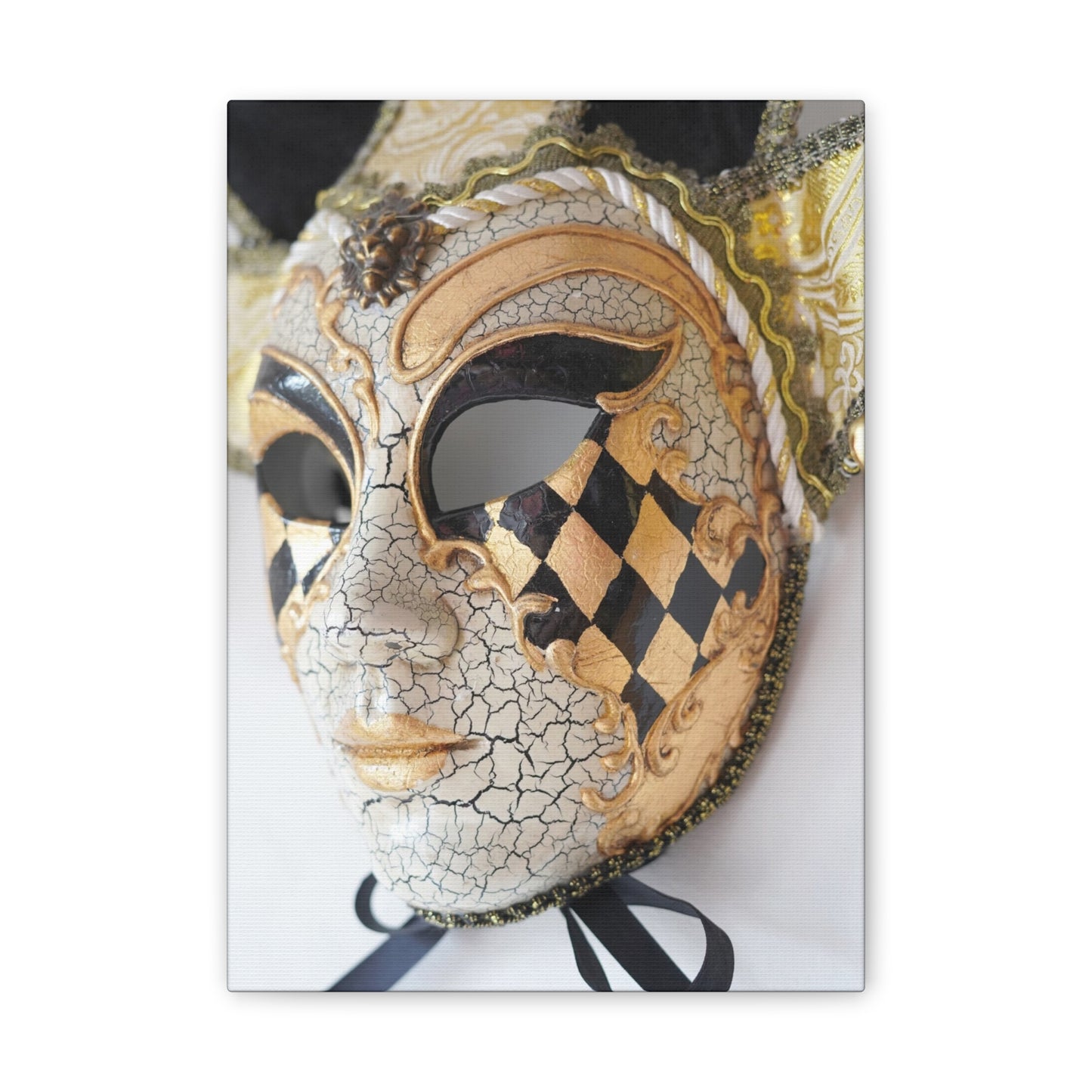 Gold and Silver Mask - Canvas Stretched, 0.75"