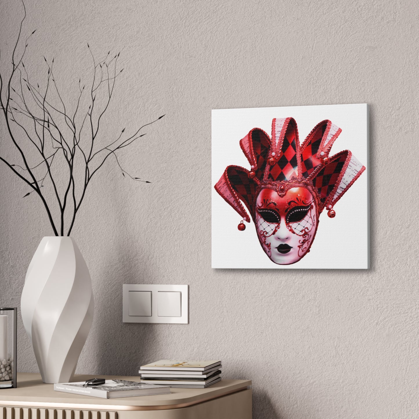 Red Carnival Mask - Canvas Stretched, 0.75"