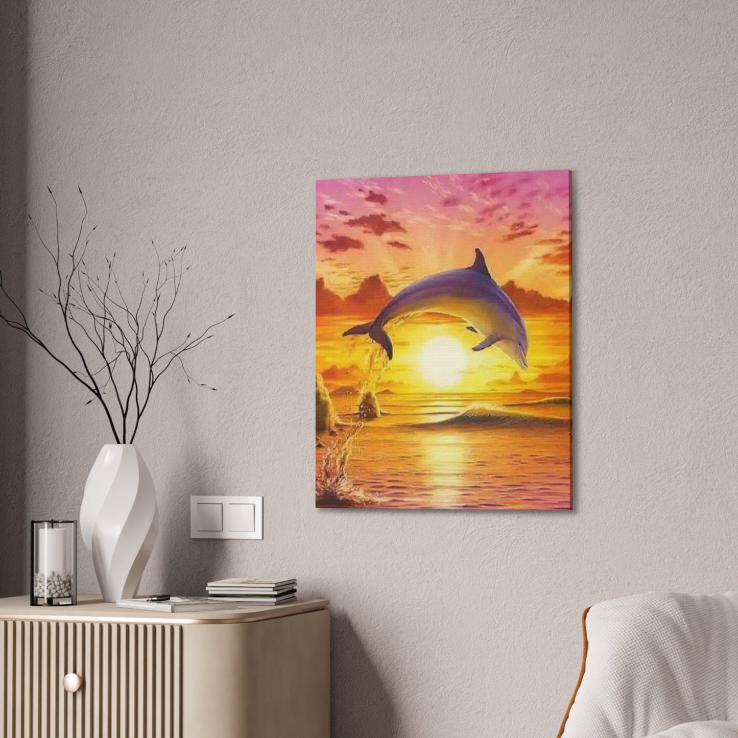 Dolphin - Canvas Stretched, 0.75"