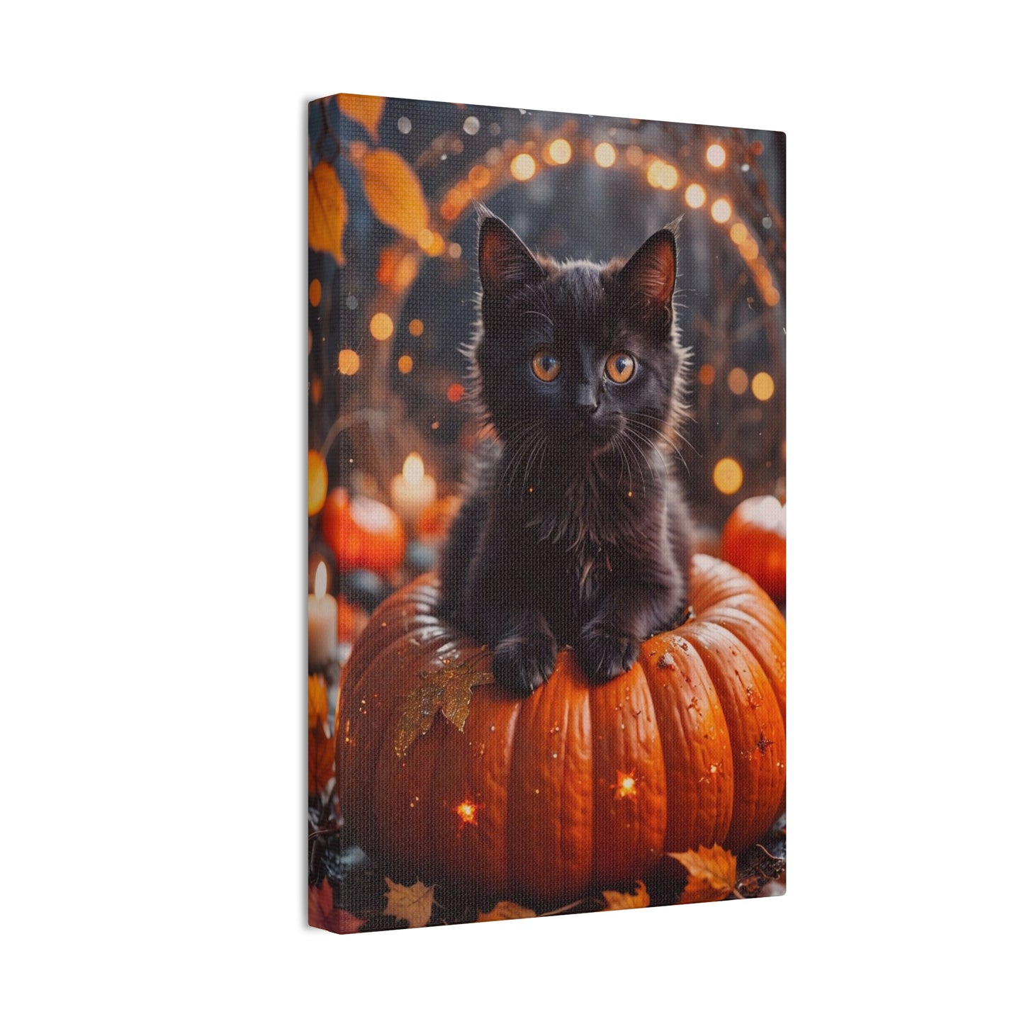 Kitty in Pumkin - Canvas Stretched, 0.75" - Halloween