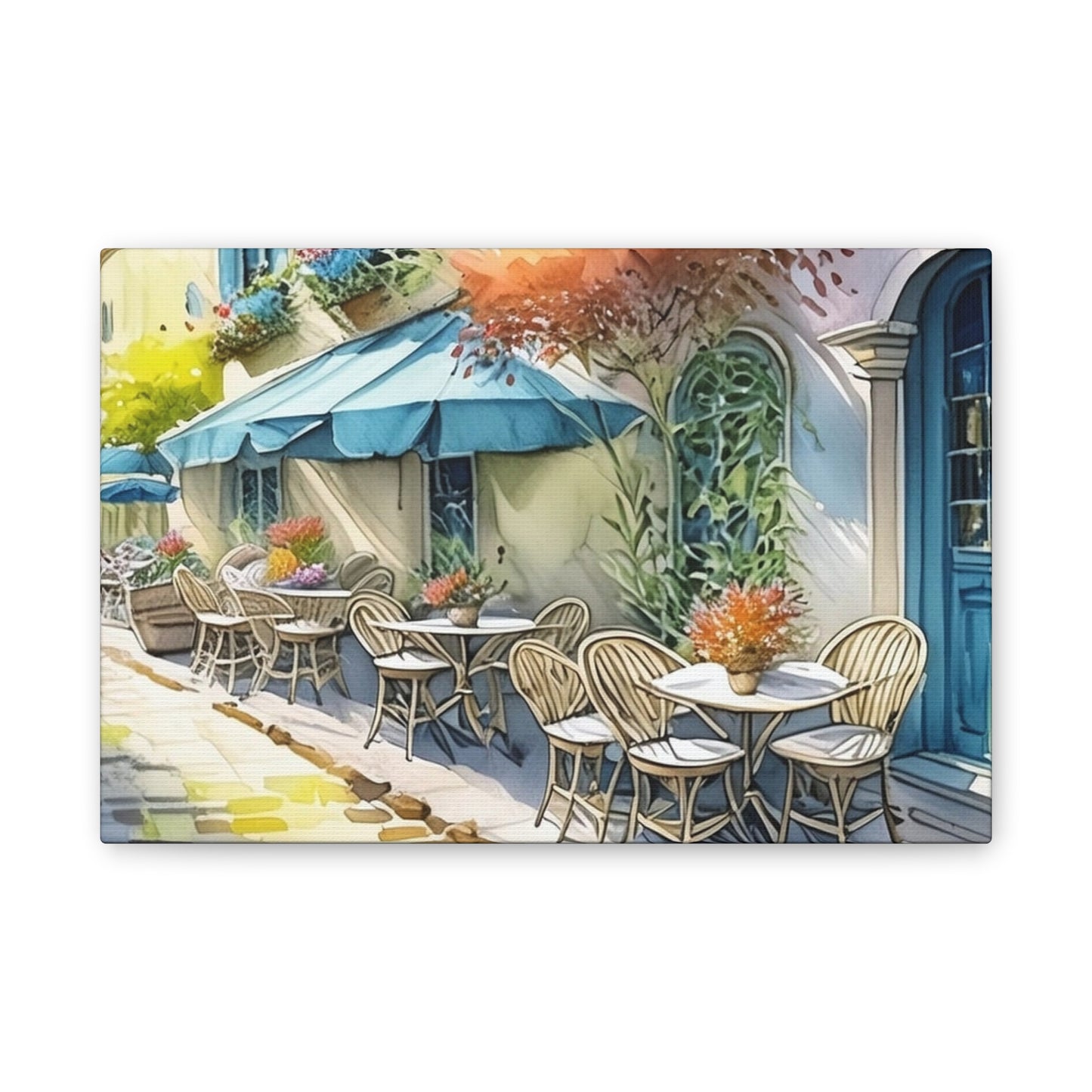 Street Cafe - Canvas Stretched, 0.75"