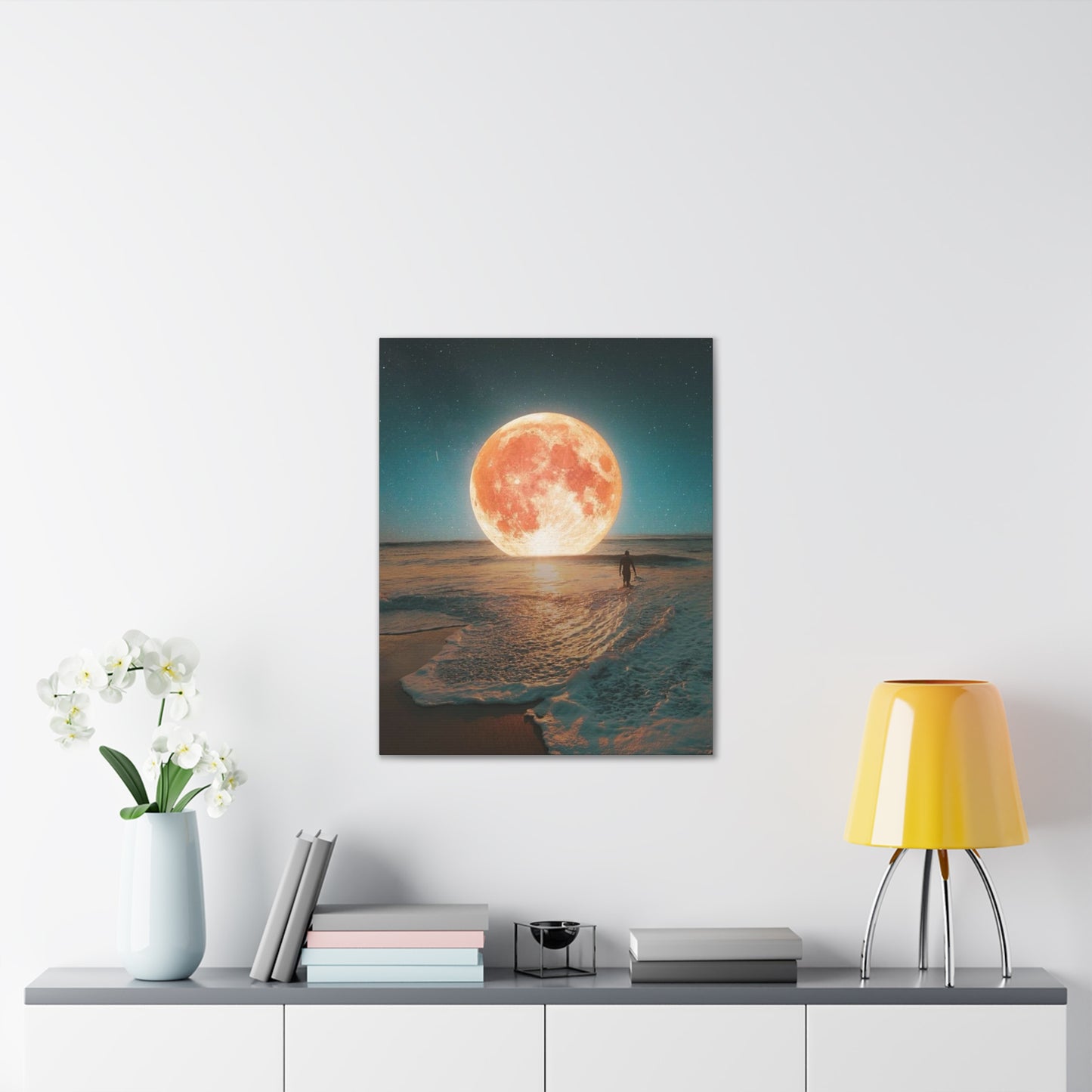 Moon on the water - Canvas Stretched, 0.75"