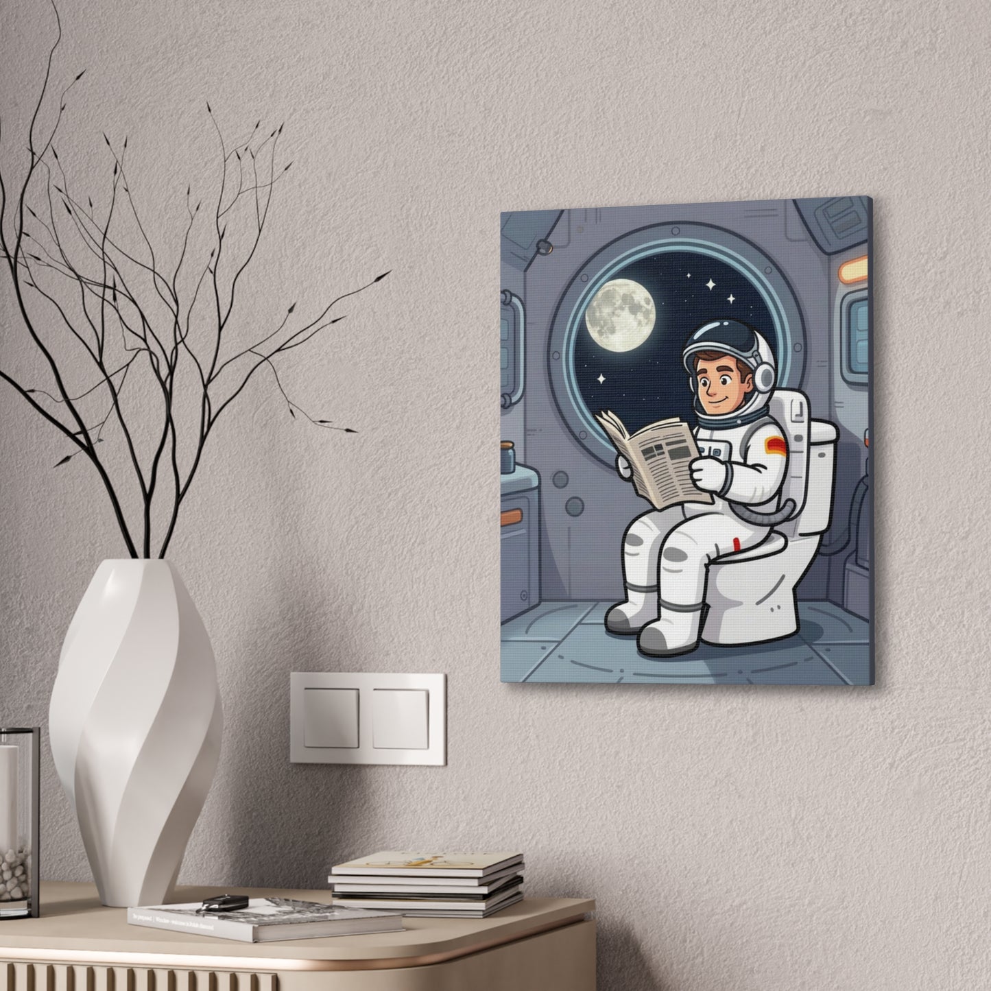 Space Library - Canvas Stretched, 0.75" - Wall Art 2026 - Bathroom Humor