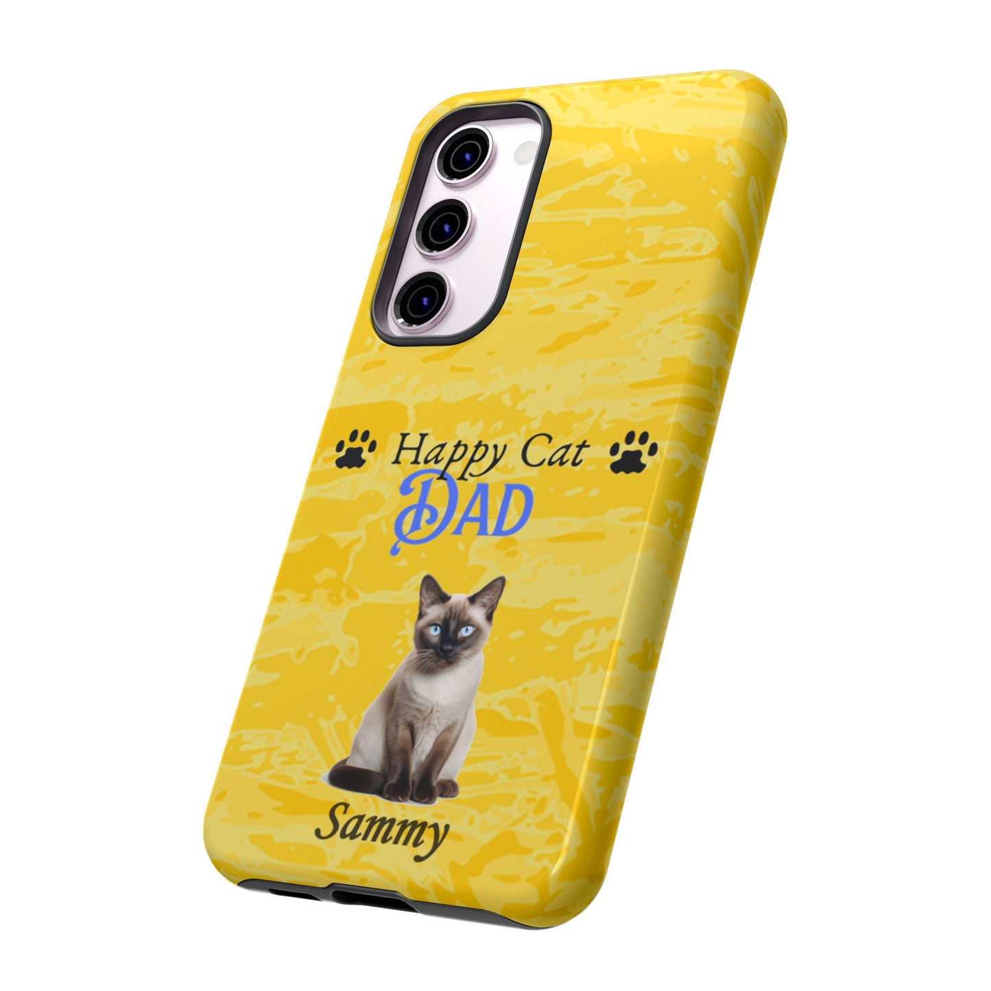 Happy Cat Dad - Personalized - Whimsical Phone Cases - Father's Day