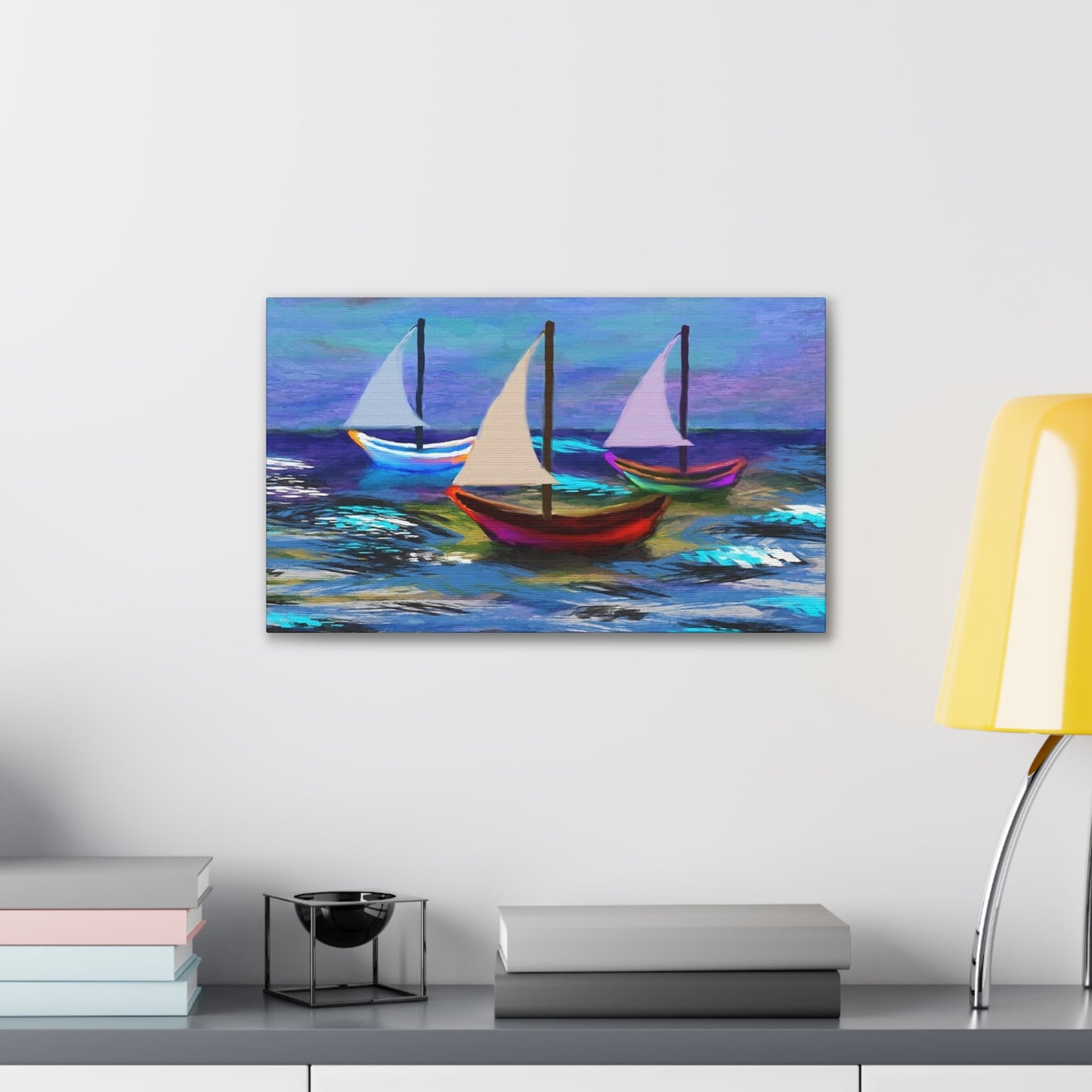 Sail Boats - Pastel _ Canvas Stretched, 0.75"