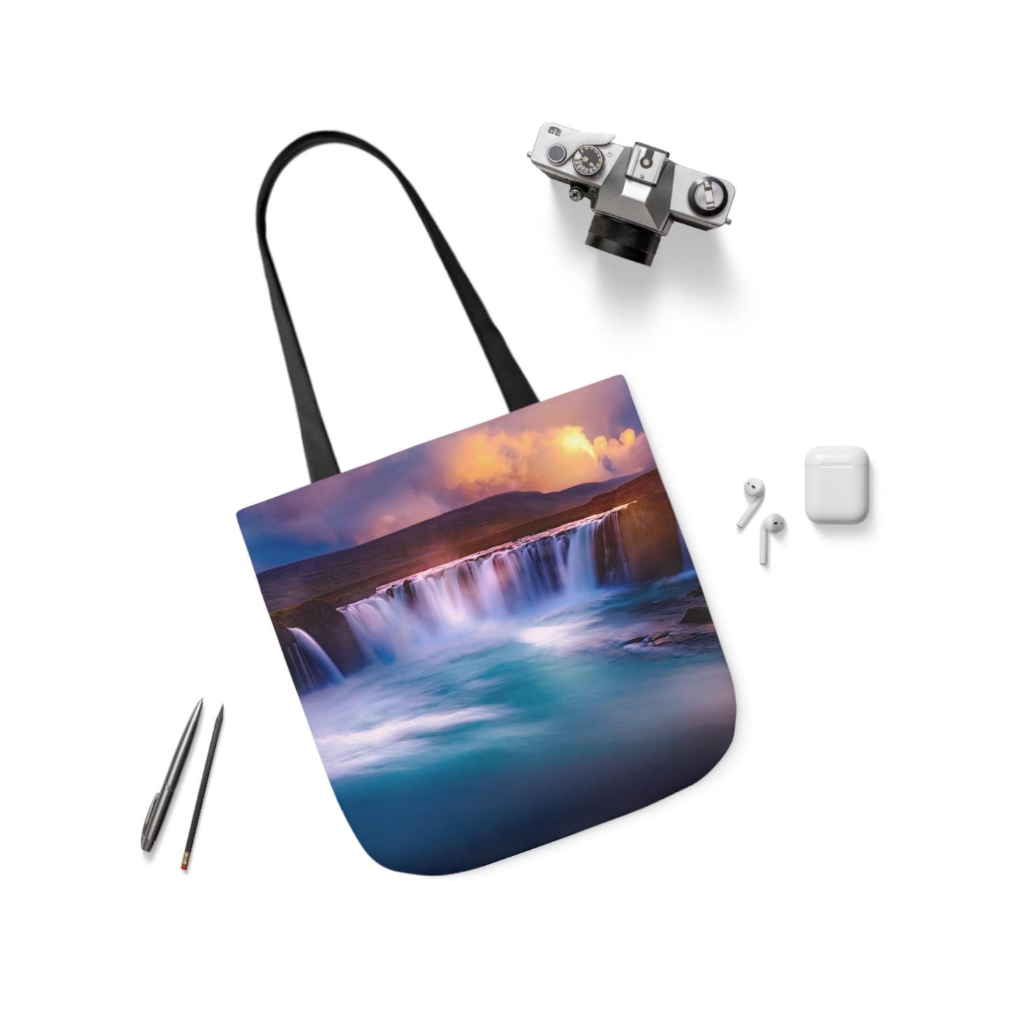 Waterfall - Canvas Tote Bag, 5-Color Straps