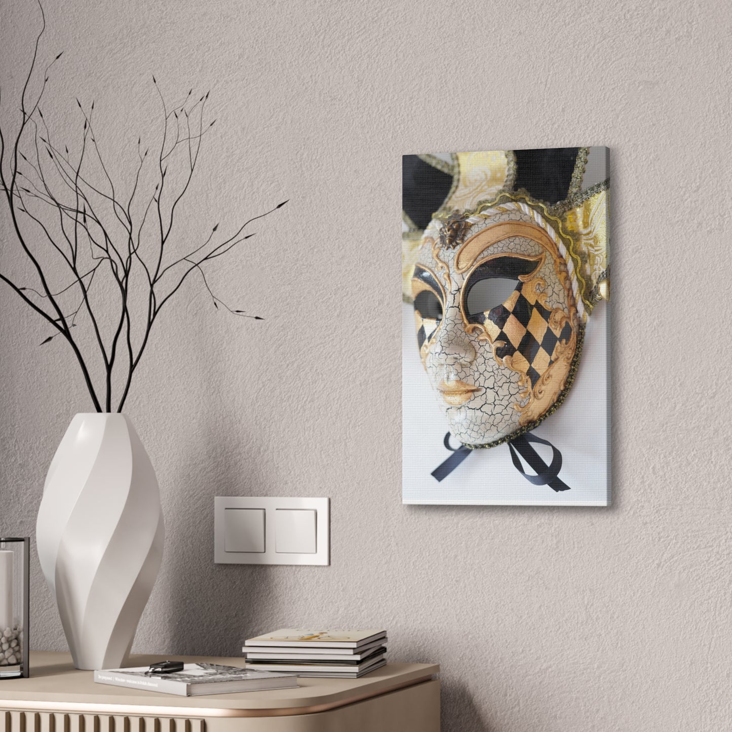 Gold and Silver Mask - Canvas Stretched, 0.75"