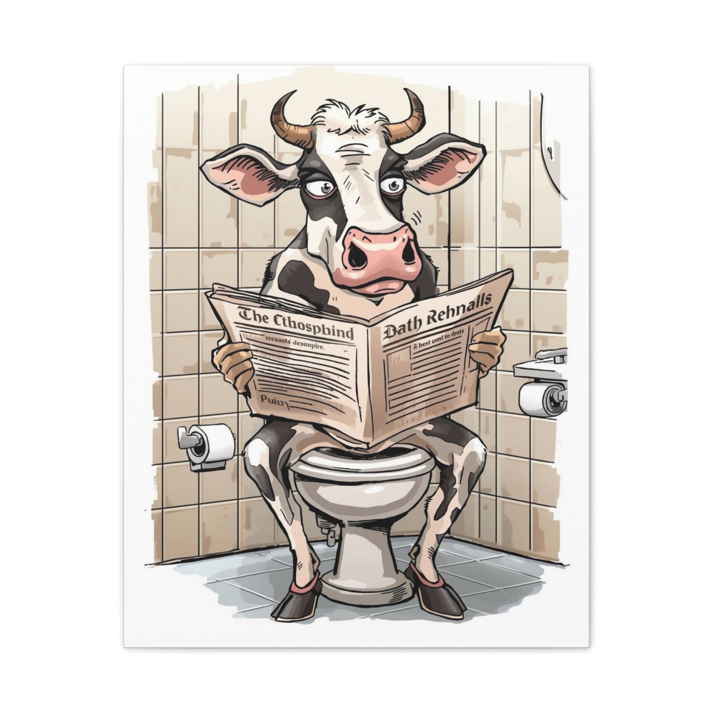 Steer in the John - Canvas Stretched, 0.75" - Wall Art 2026 - Bathroom Humor