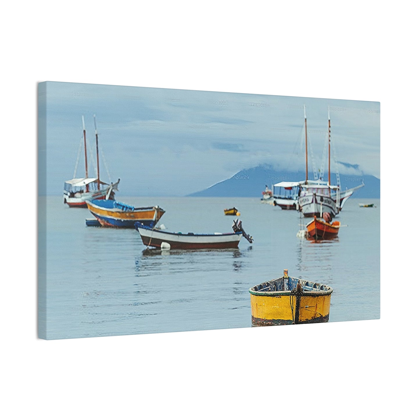 Boats in Harbor _ Canvas Stretched, 0.75"