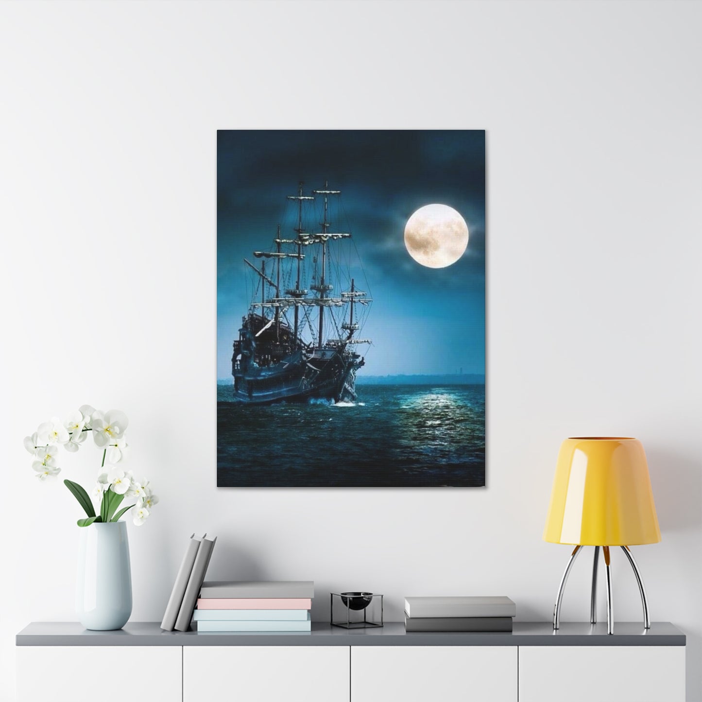 At Sea by Moonlight - Canvas Stretched, 0.75"