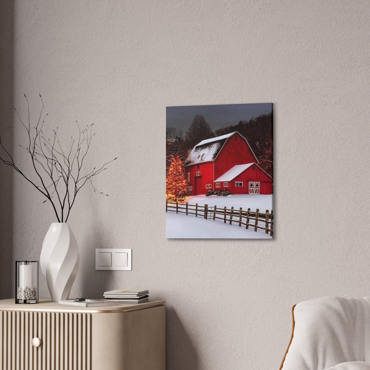 Barn in Winter - Canvas Stretched, 0.75"