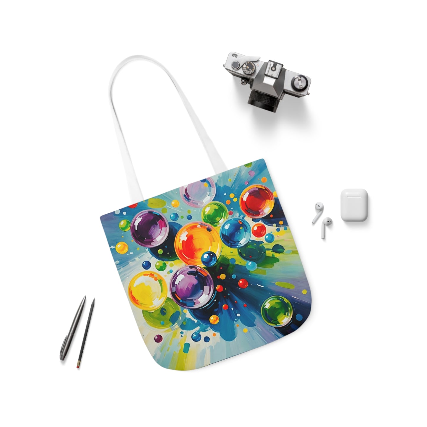 Colored Balls - Canvas Tote Bag, 5-Color Straps