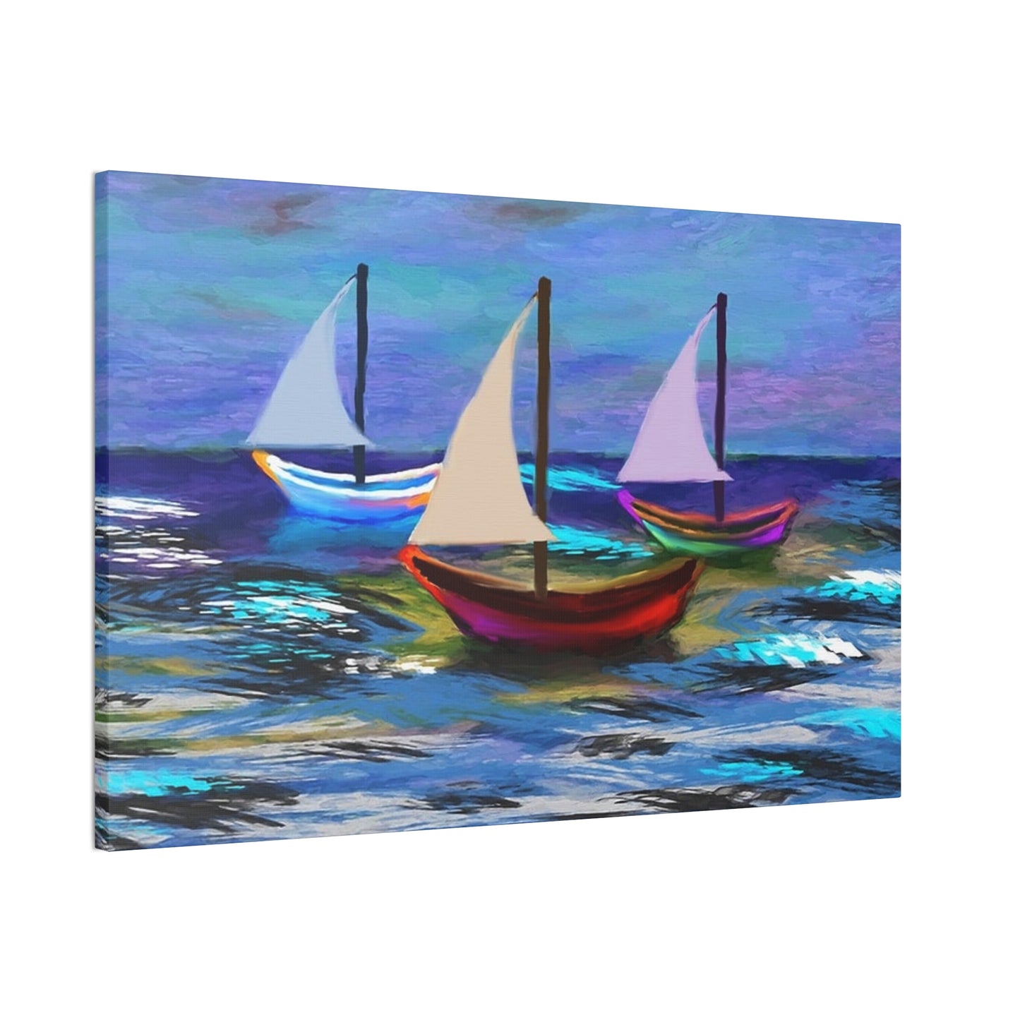 Sail Boats - Pastel _ Canvas Stretched, 0.75"