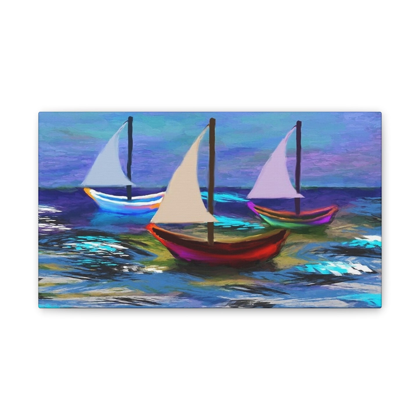 Sail Boats - Pastel _ Canvas Stretched, 0.75"