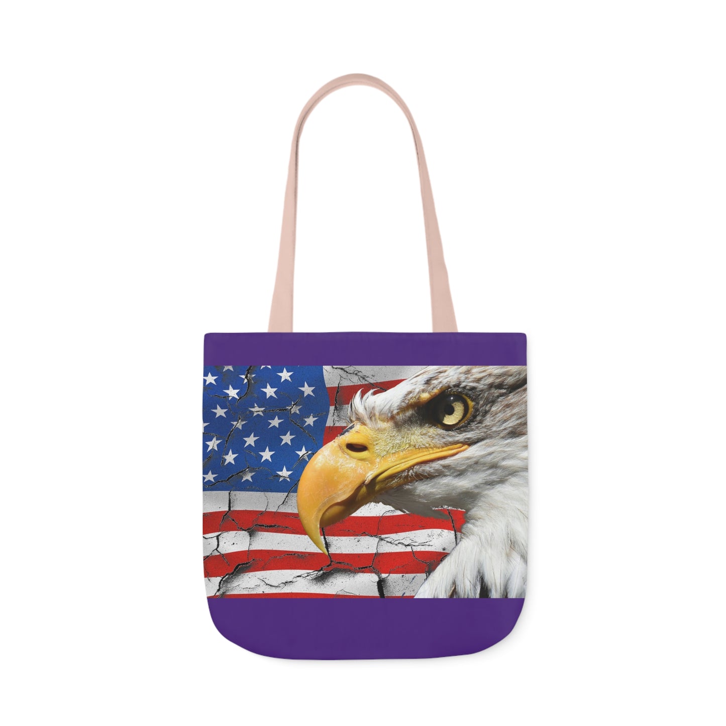 American Eagle - Canvas Tote Bag, 5-Color Straps - Patriotic