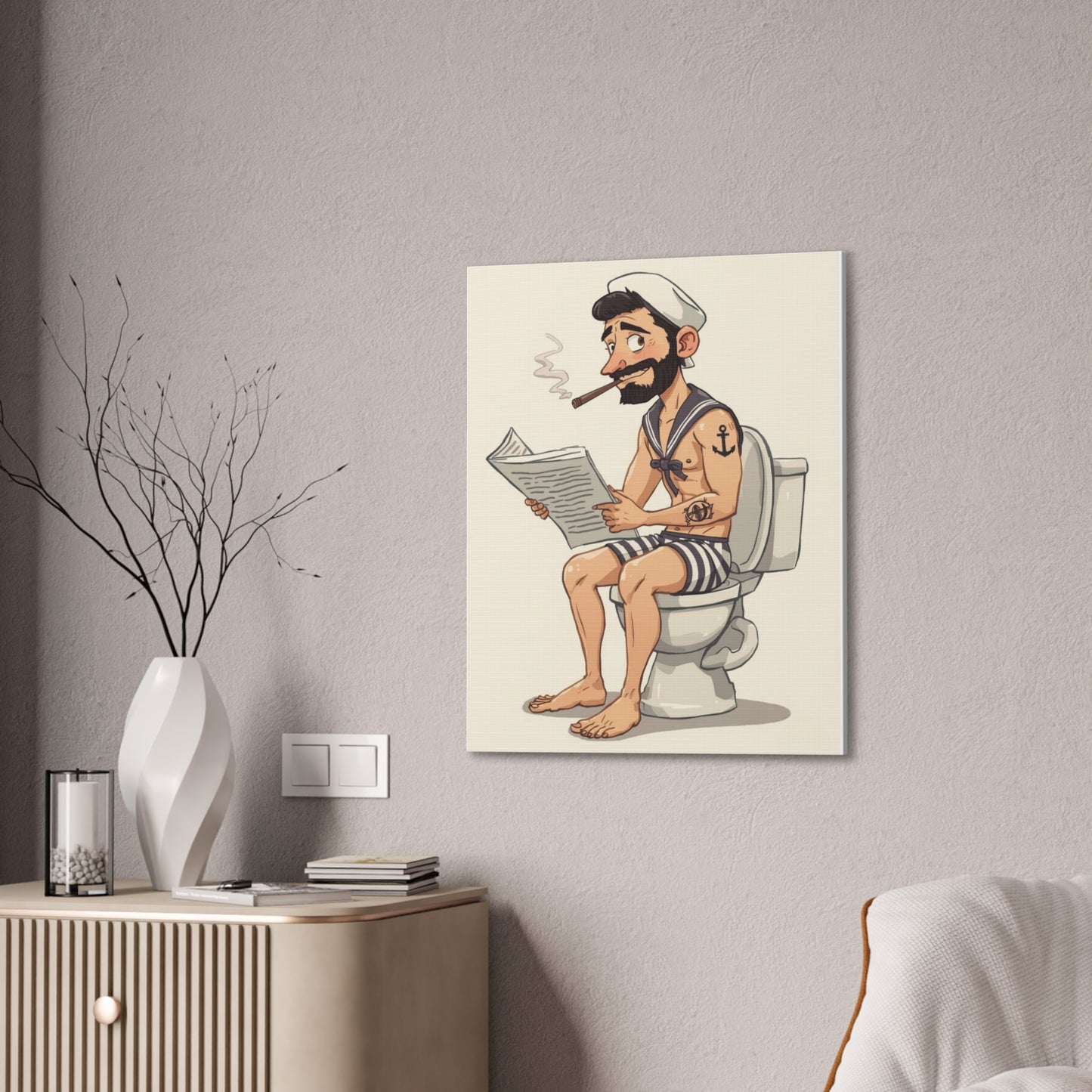 Sailor on the can - Canvas Stretched, 0.75" - Wall Art 2026 - Bathroom Humor